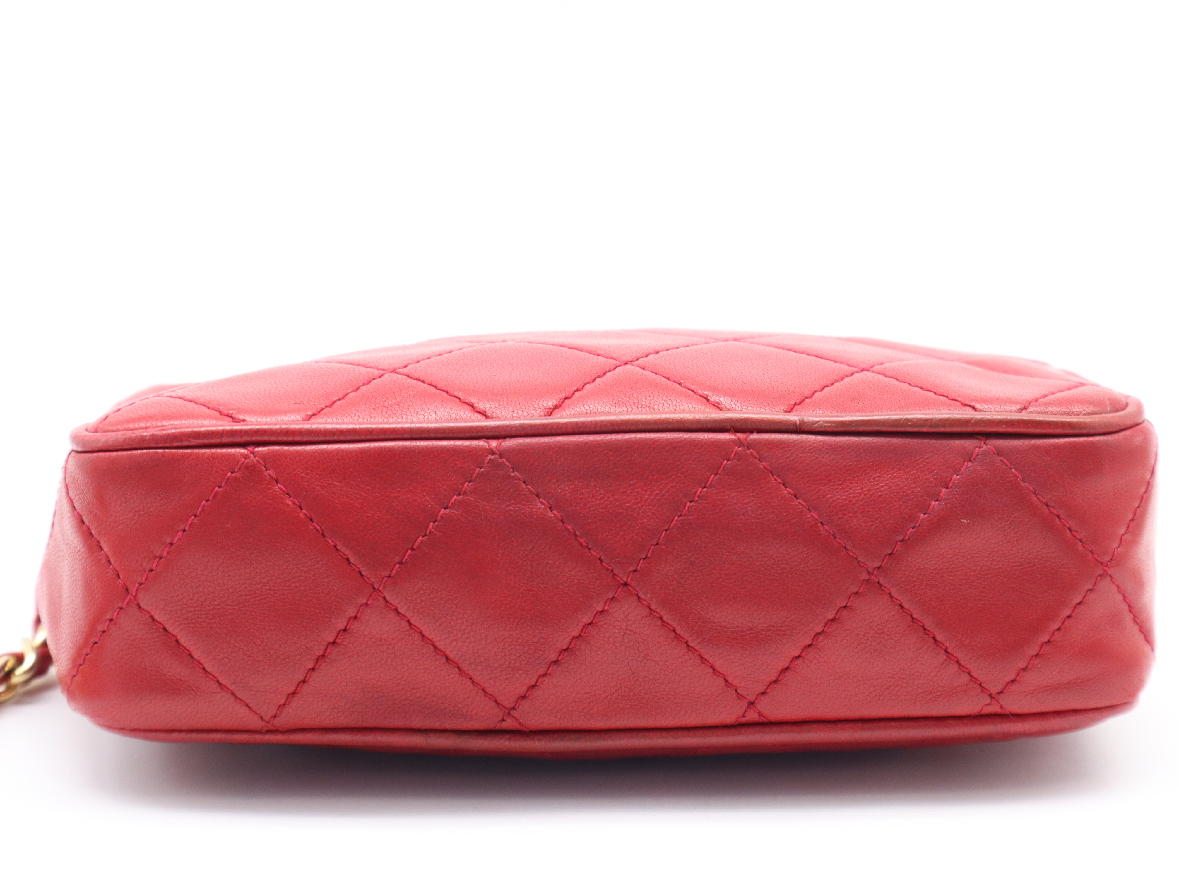 Lambskin Matelassé Fringe Clutch Bag with Gold Hardware, Red, with Dust Bag — view 4