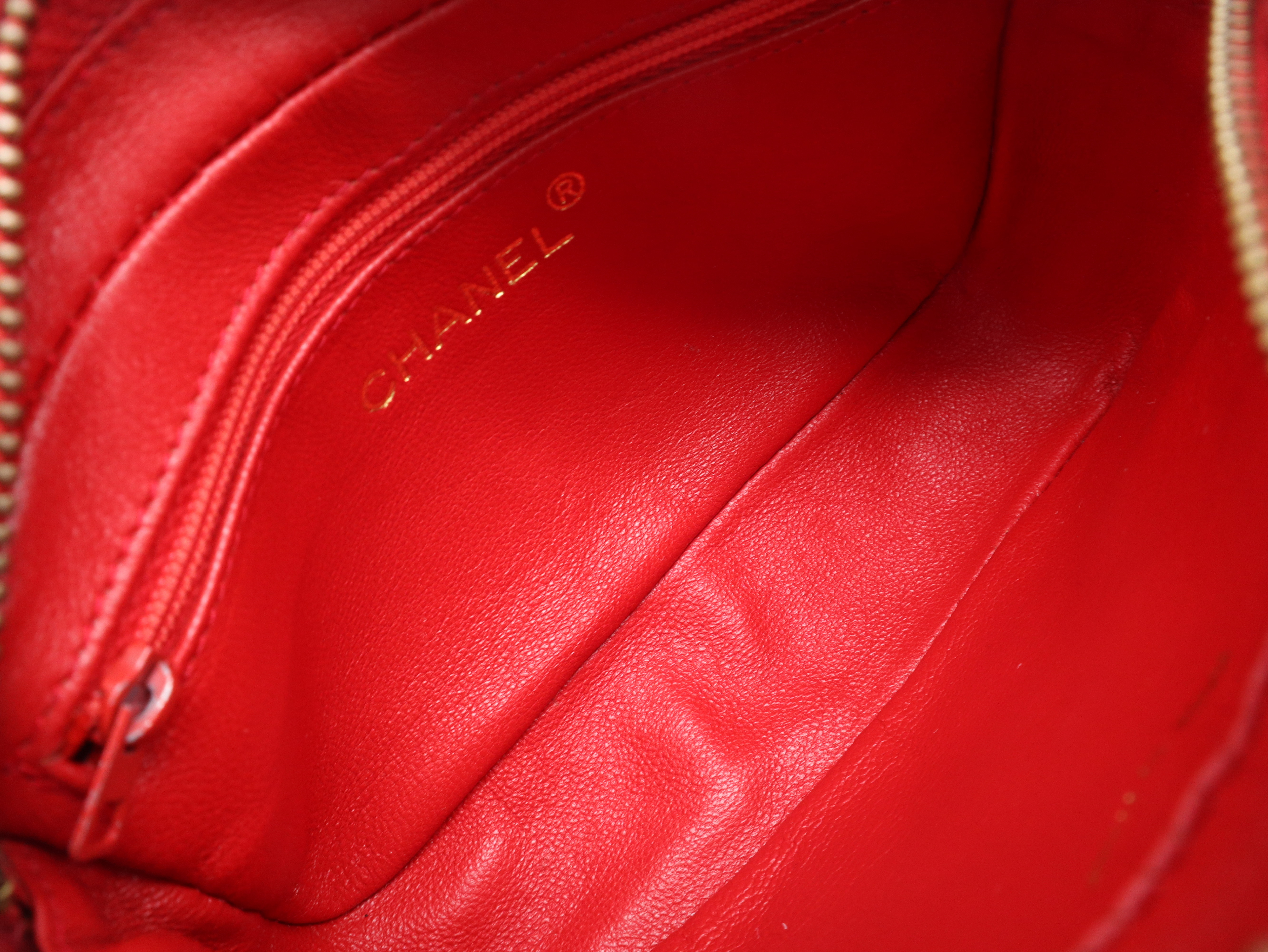 Lambskin Matelassé Fringe Clutch Bag with Gold Hardware, Red, with Dust Bag — view 9