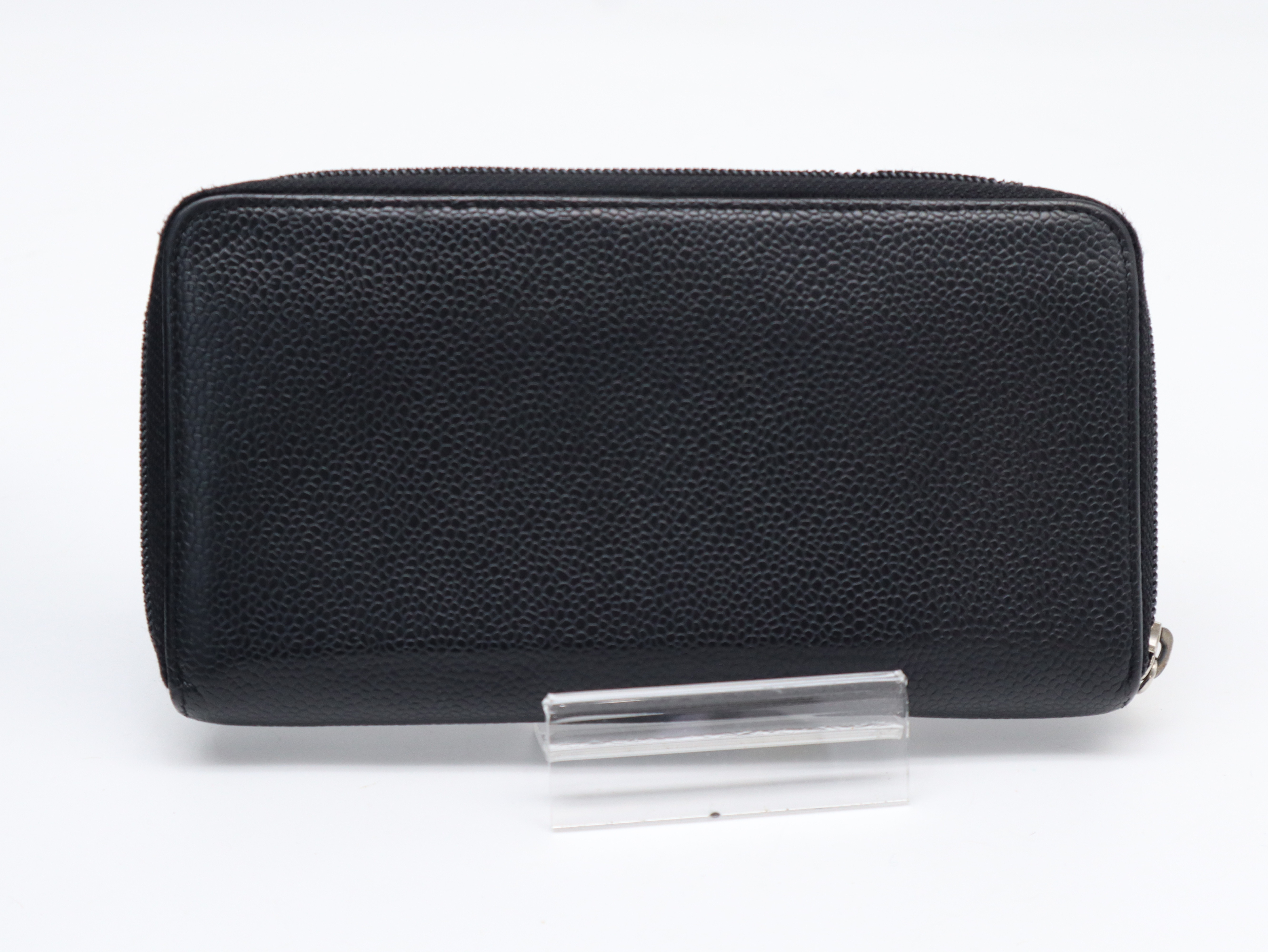 Caviar Skin Round Zip Wallet with Coco Mark, Black, Seal, Card, 16471678, Box and Guarantee Included. — view 2