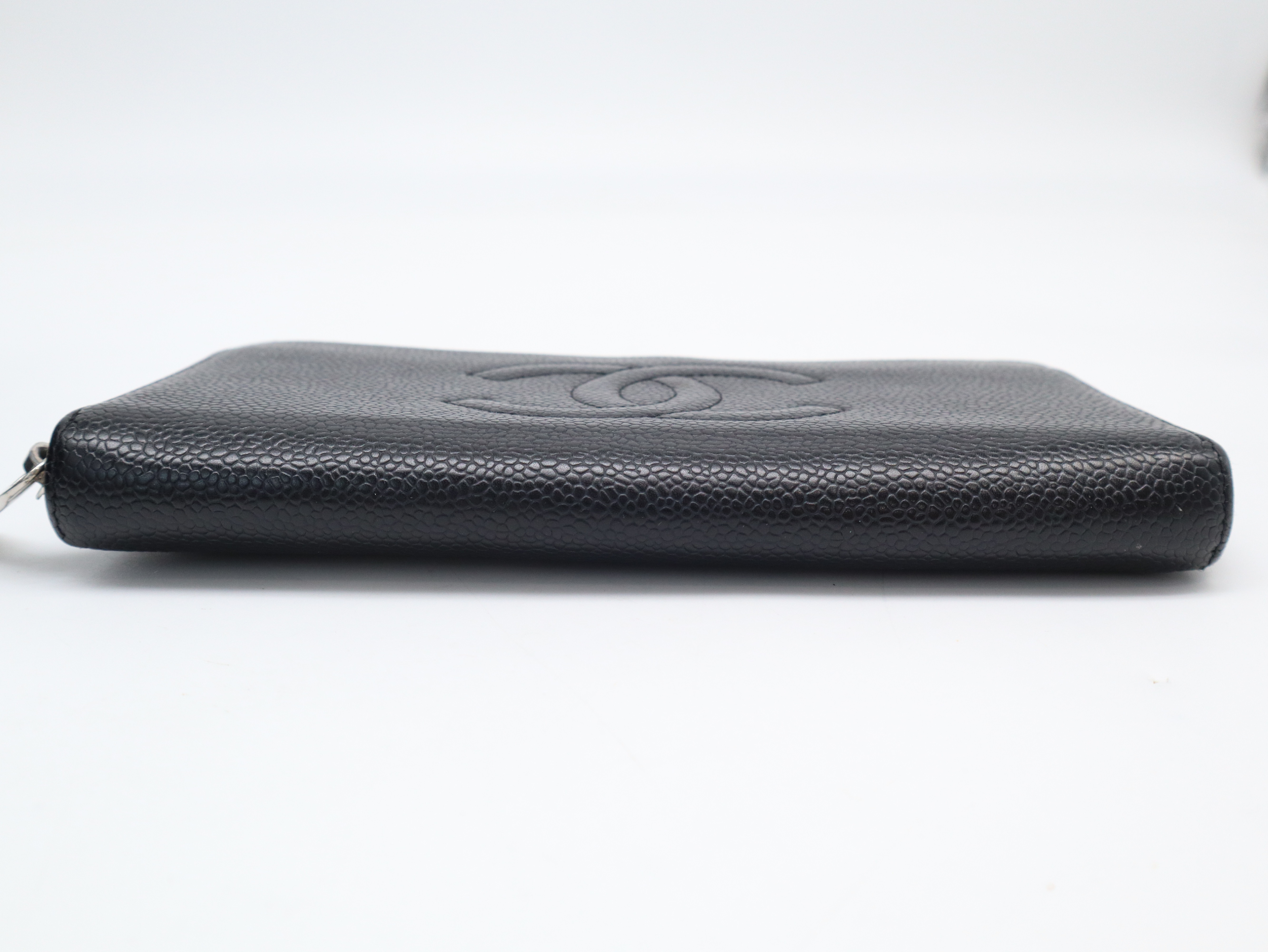 Caviar Skin Round Zip Wallet with Coco Mark, Black, Seal, Card, 16471678, Box and Guarantee Included. — view 4