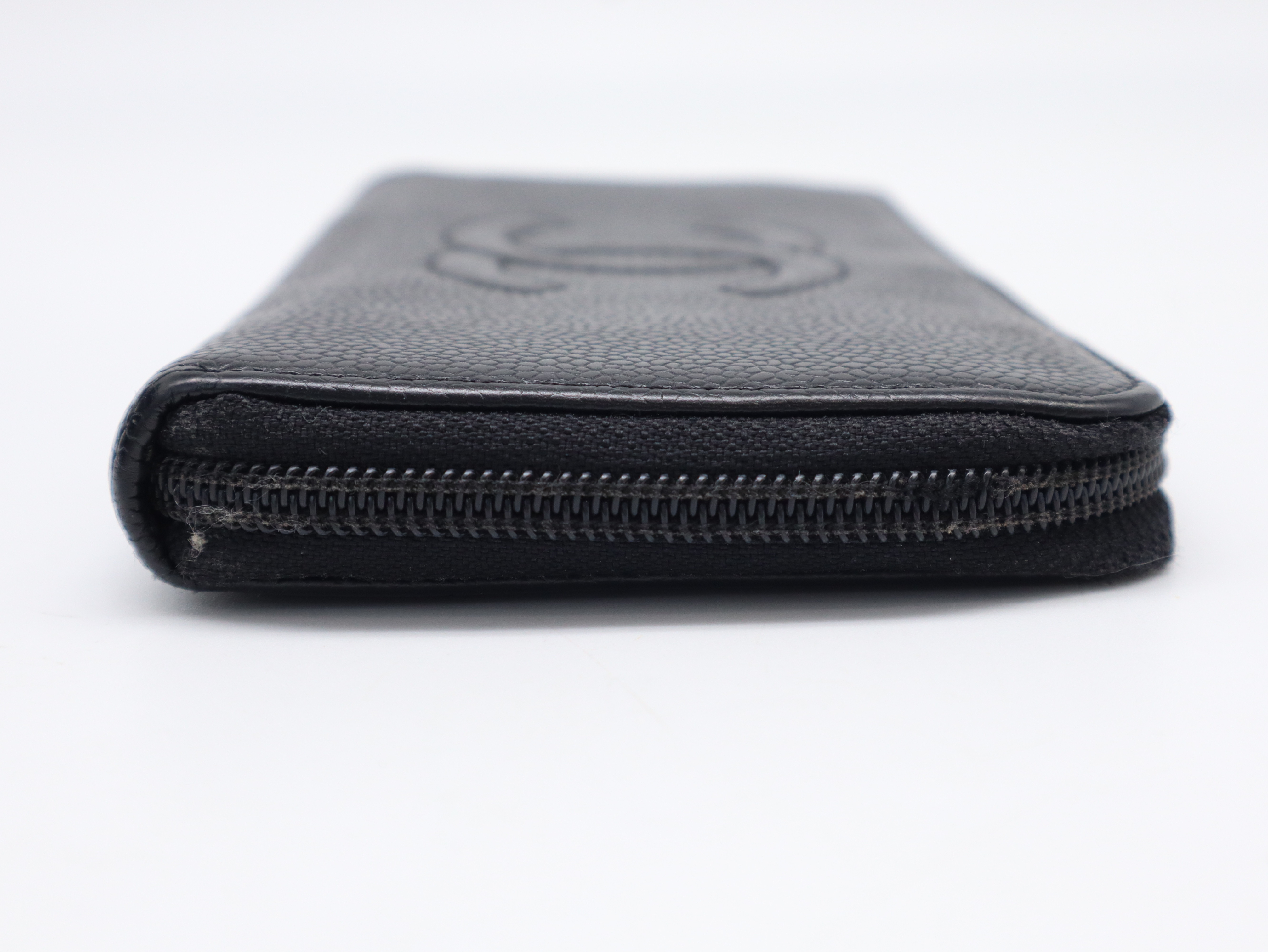 Caviar Skin Round Zip Wallet with Coco Mark, Black, Seal, Card, 16471678, Box and Guarantee Included. — view 5