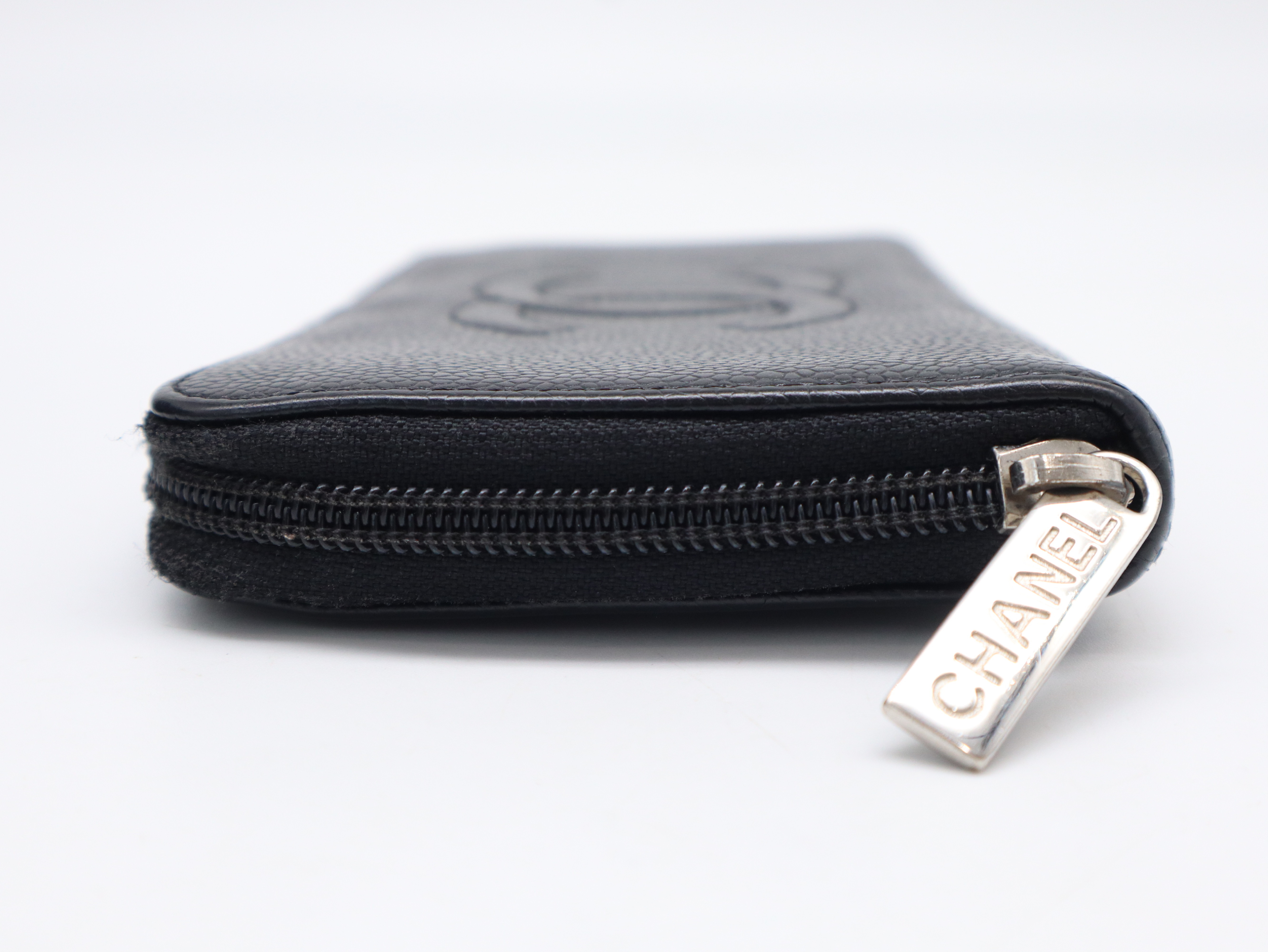 Caviar Skin Round Zip Wallet with Coco Mark, Black, Seal, Card, 16471678, Box and Guarantee Included. — view 6