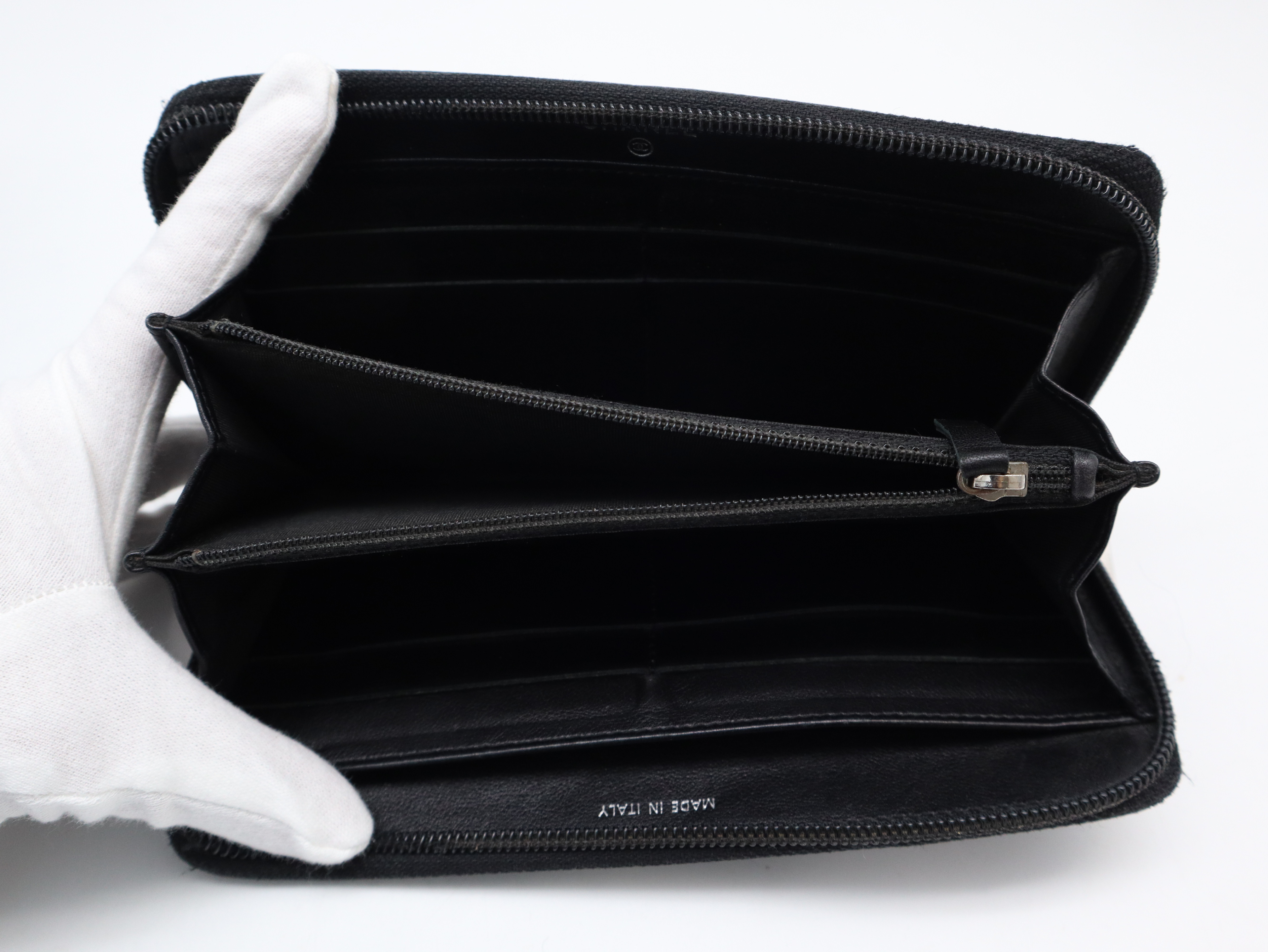 Caviar Skin Round Zip Wallet with Coco Mark, Black, Seal, Card, 16471678, Box and Guarantee Included. — view 8