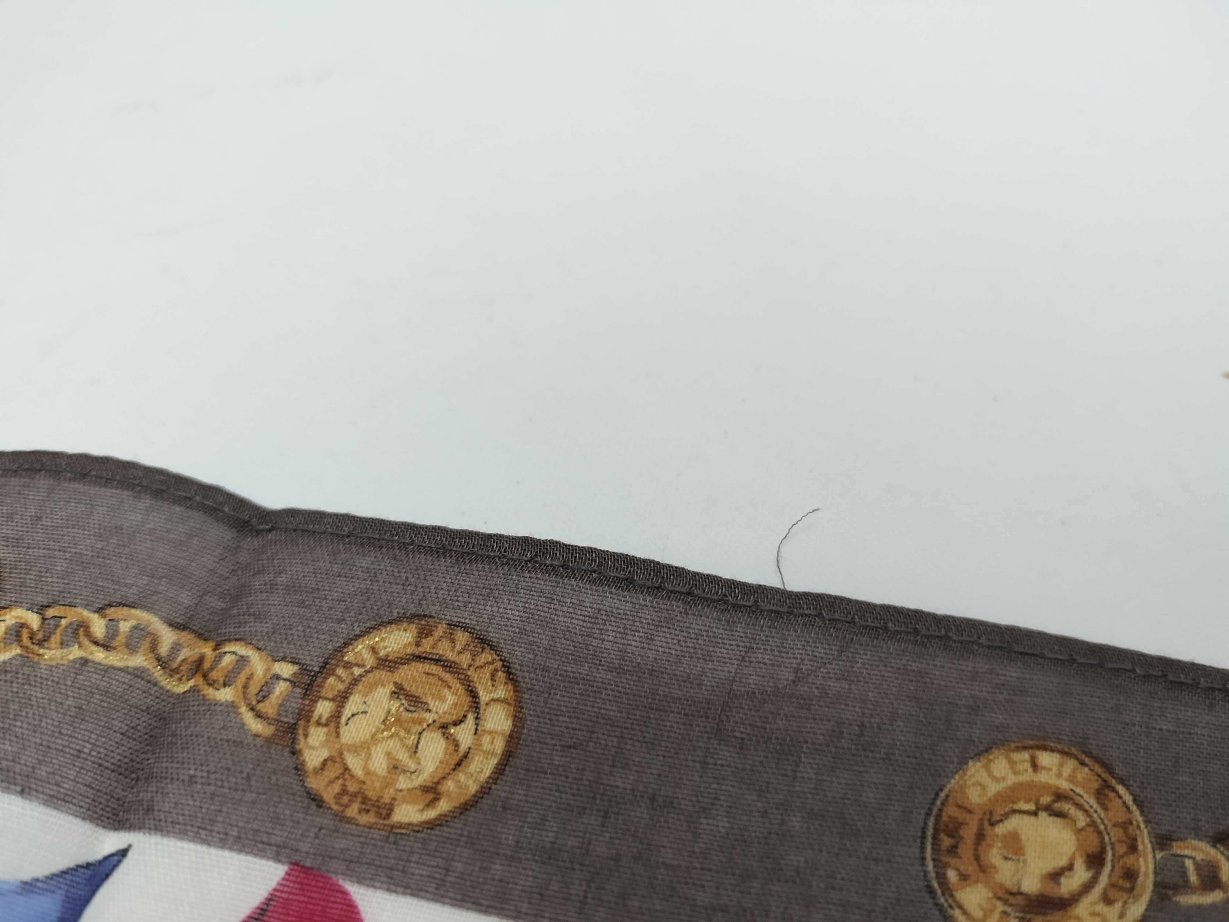 handkerchief scarf with sticker, ribbon, and other accessories. — view 4