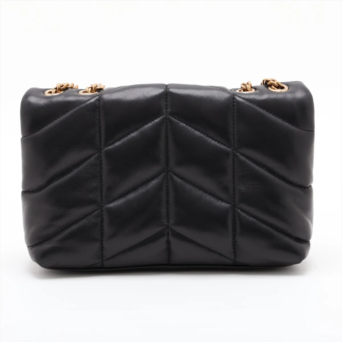 Puffer 759337 Leather Chain Shoulder Bag, Black — view 2
