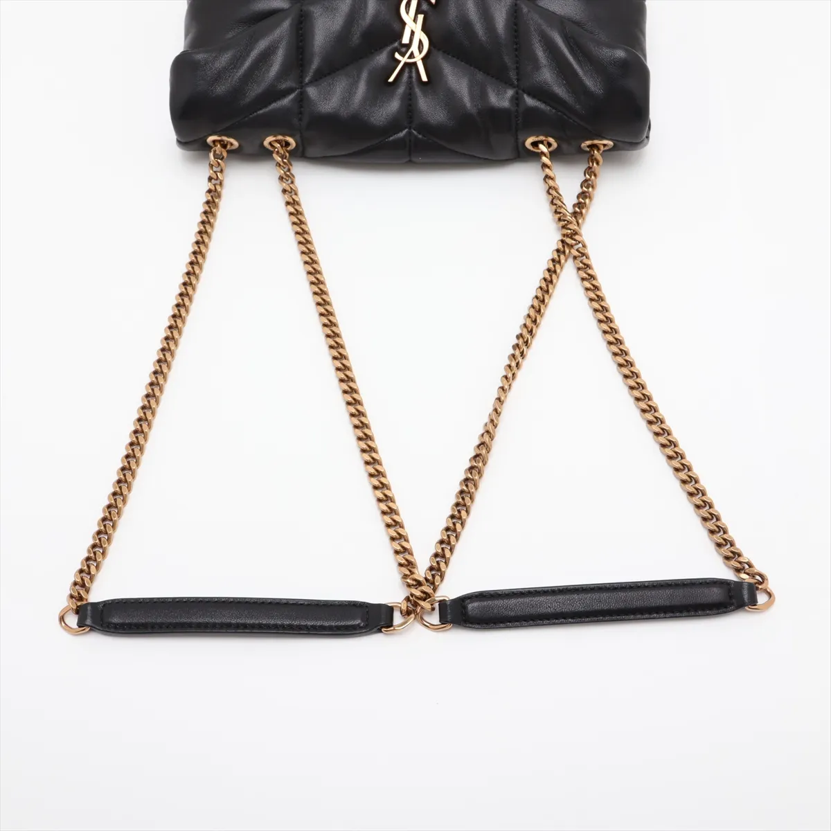 Puffer 759337 Leather Chain Shoulder Bag, Black — view 5