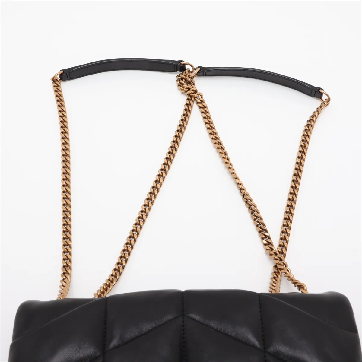 Puffer 759337 Leather Chain Shoulder Bag, Black — view 6