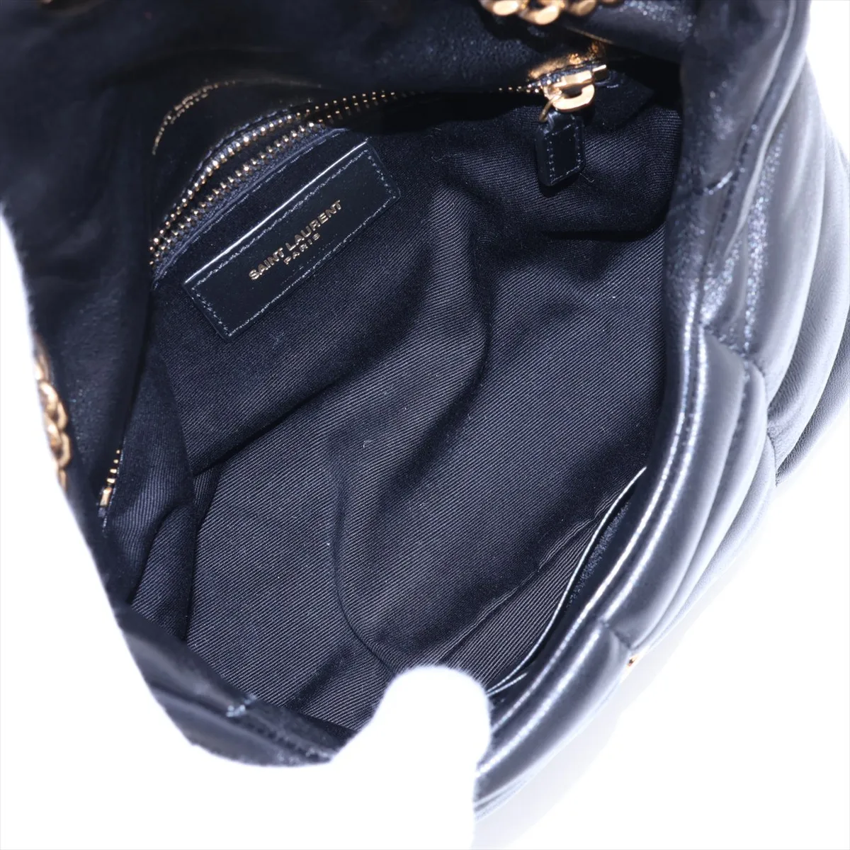 Puffer 759337 Leather Chain Shoulder Bag, Black — view 7