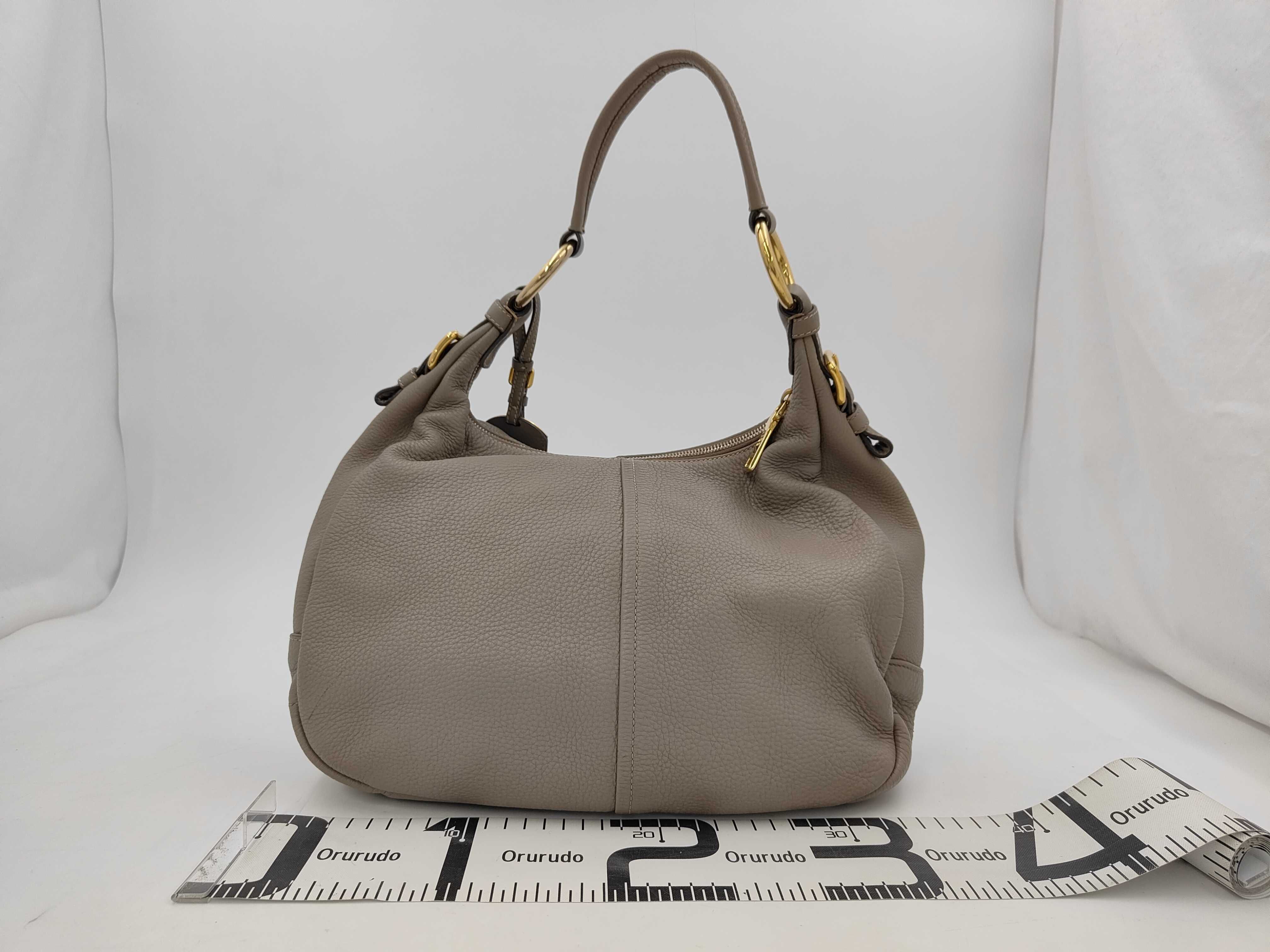 Gray Leather Hobo Bag Handbag — view 2