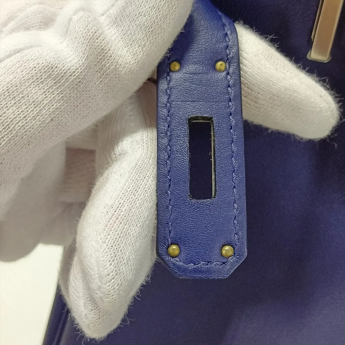 [Individually packaged] Hermes Birkin 30 Retournée Tressage, Veau Swift x Veau Epsom, Blue Ancre x Gold x Blue Nord, Silver hardware. D: 2019 — view 12