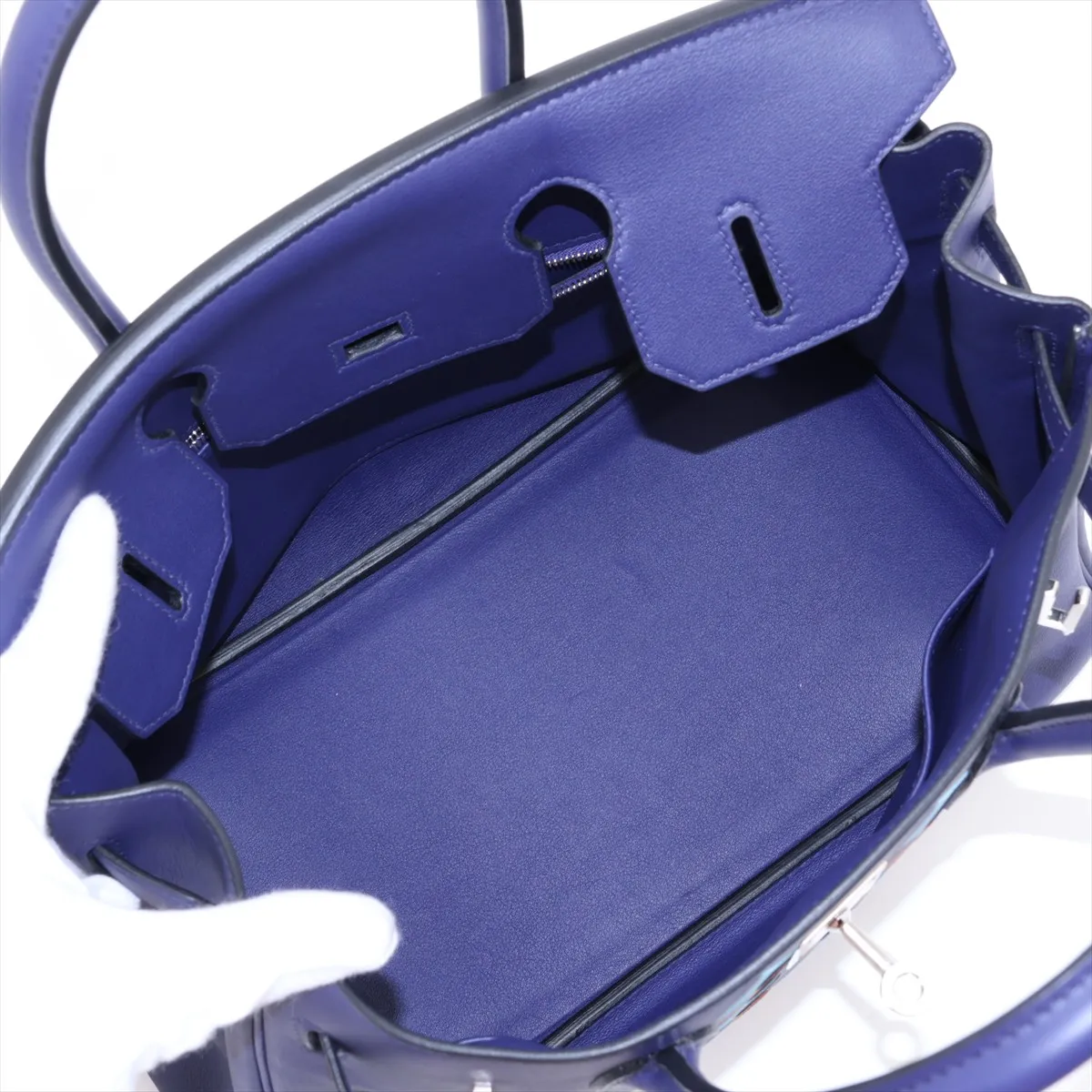 [Individually packaged] Hermes Birkin 30 Retournée Tressage, Veau Swift x Veau Epsom, Blue Ancre x Gold x Blue Nord, Silver hardware. D: 2019 — view 7