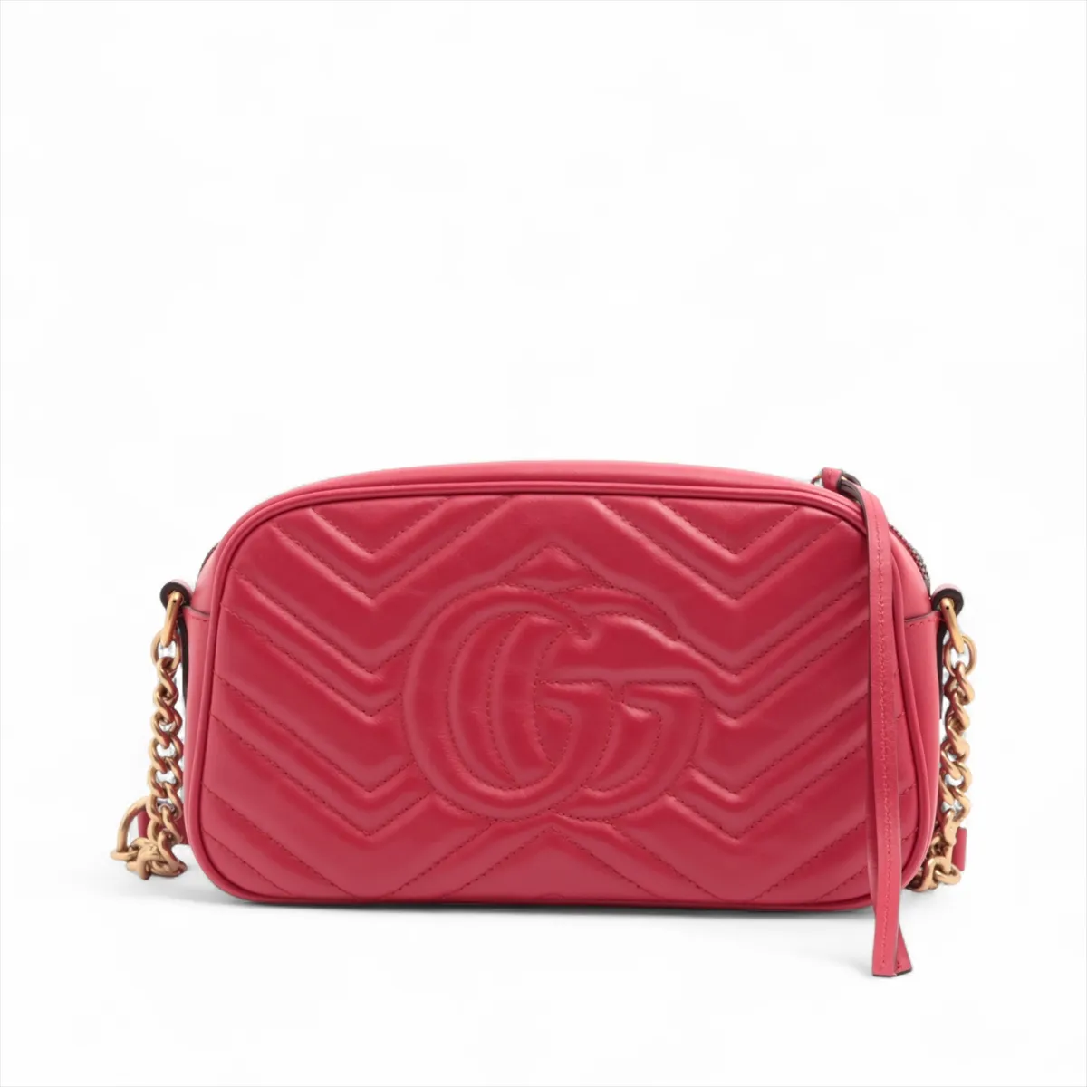 GG Marmont Leather Shoulder Bag Red 447632 — view 2