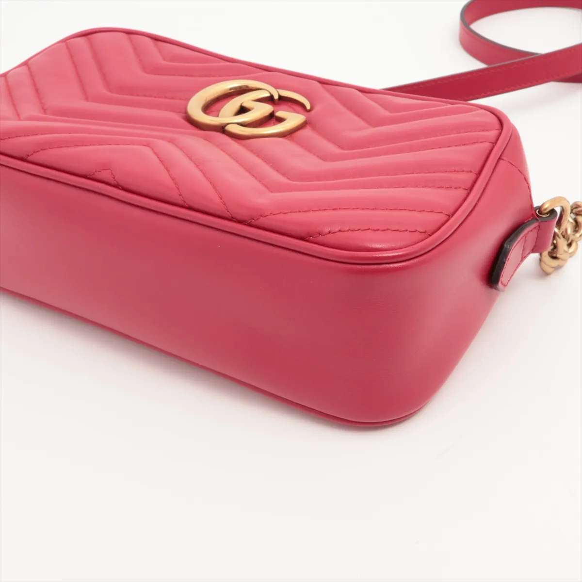 GG Marmont Leather Shoulder Bag Red 447632 — view 3