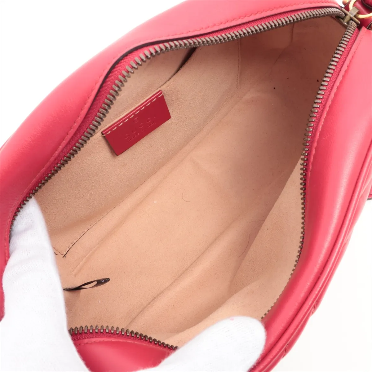 GG Marmont Leather Shoulder Bag Red 447632 — view 6
