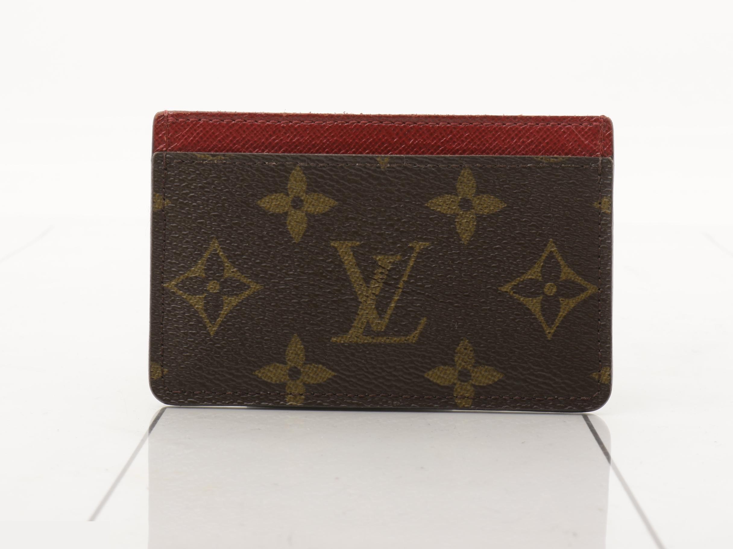 M60703 Monogram Portecarte Simple Card Case, Leather, Brown