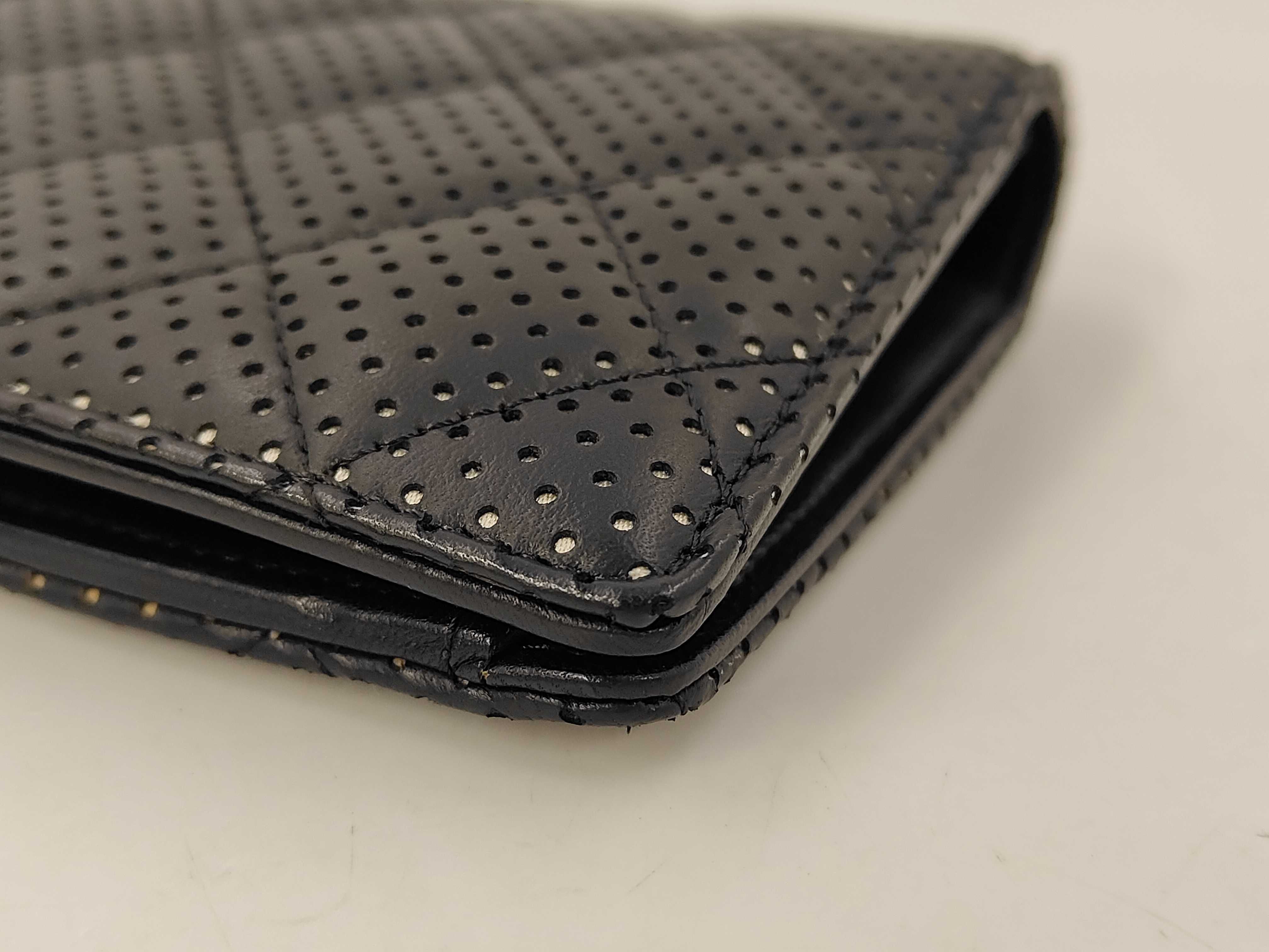 Matelassé Long Wallet, Lambskin Leather, Silver Hardware, Black, 11279516, Perforated — view 3
