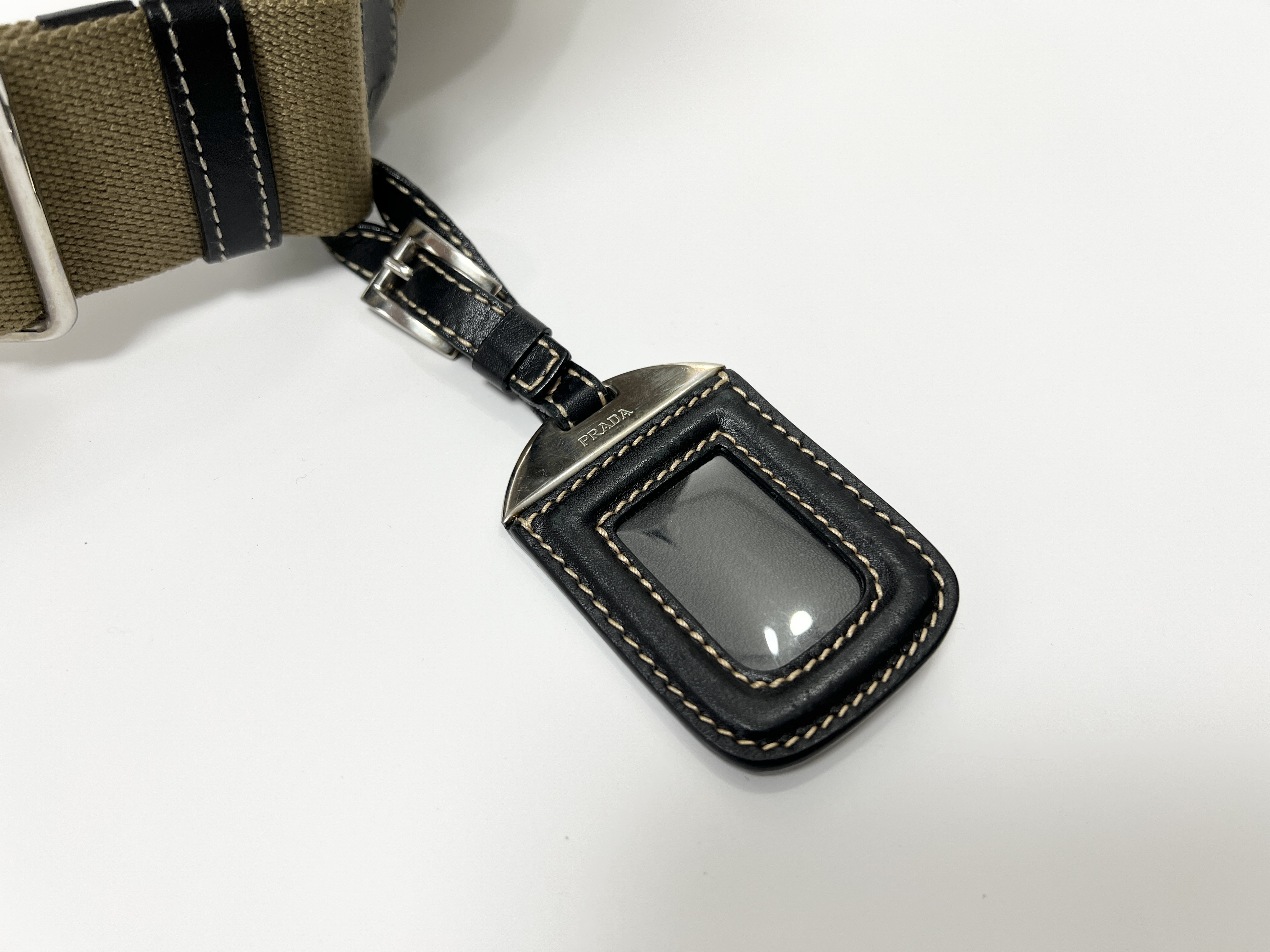 logo jacquard studded canvas leather one-shoulder bag — view 14
