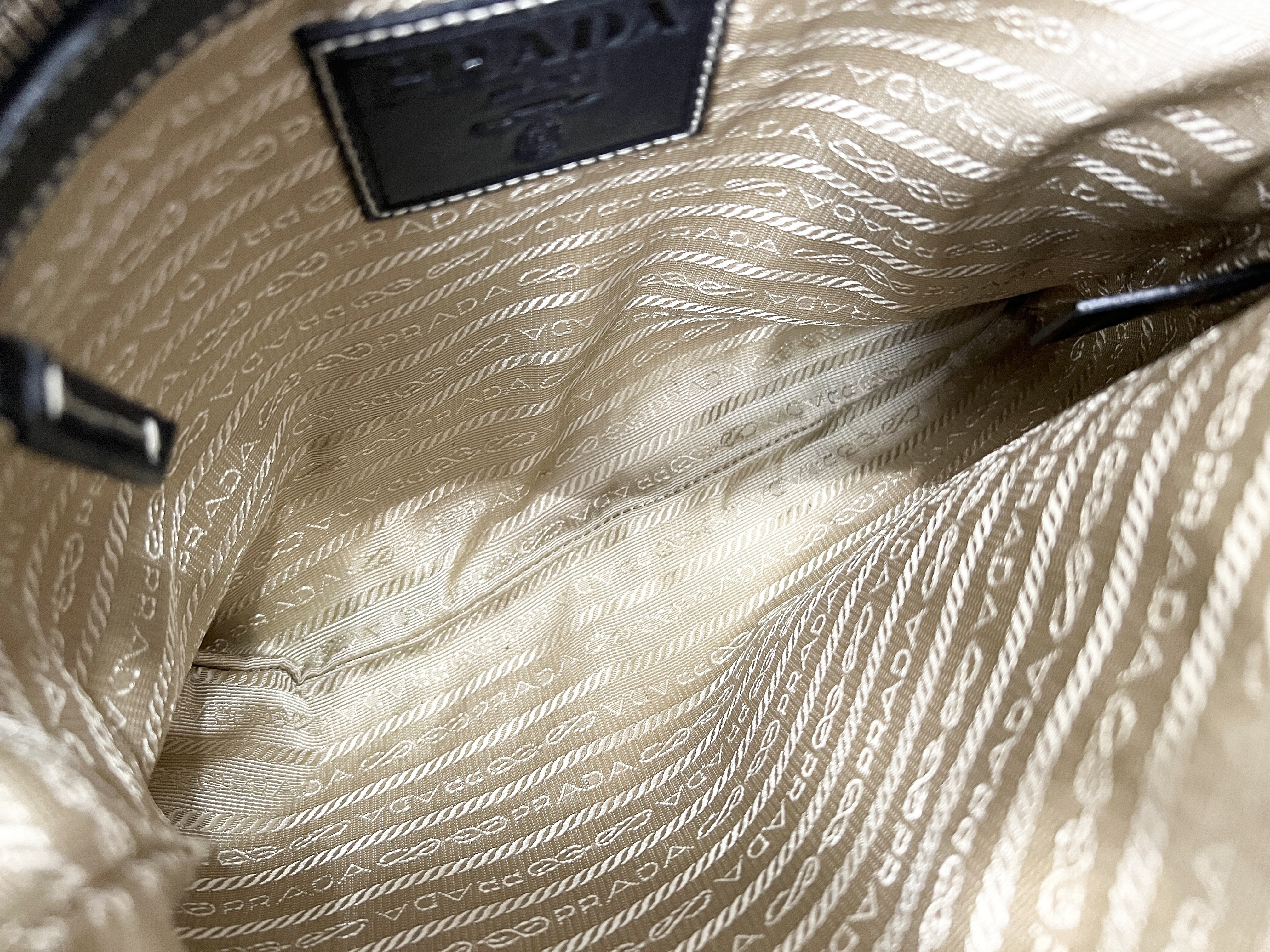 logo jacquard studded canvas leather one-shoulder bag — view 5