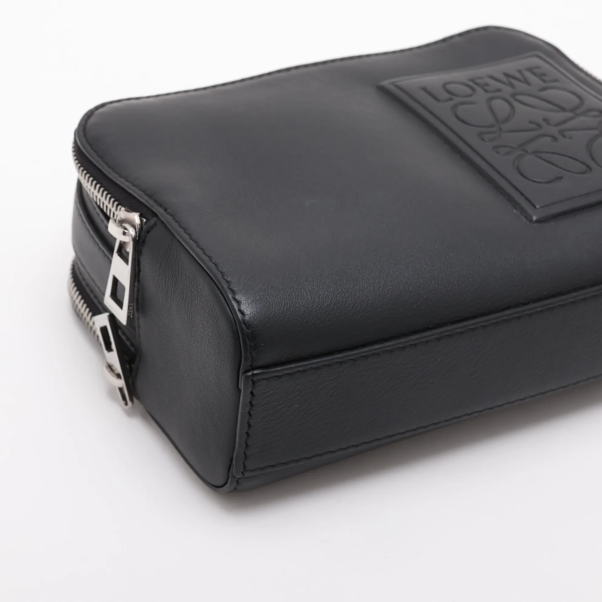 Camera Crossbody Bag Mini Leather 2-Way Shoulder Bag Black — view 4