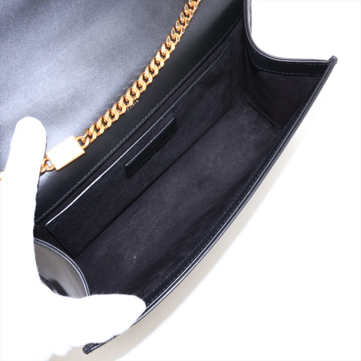 Classic Kate 354119 Leather Chain Shoulder Bag, Black — view 6