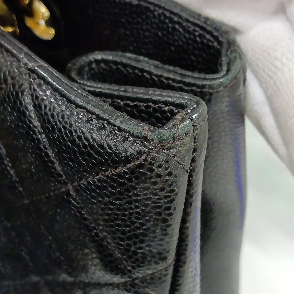 GST Caviar Skin Tote Bag, Black with Gold Hardware, 19439382, Serial Number 19-series, A50995 — view 14