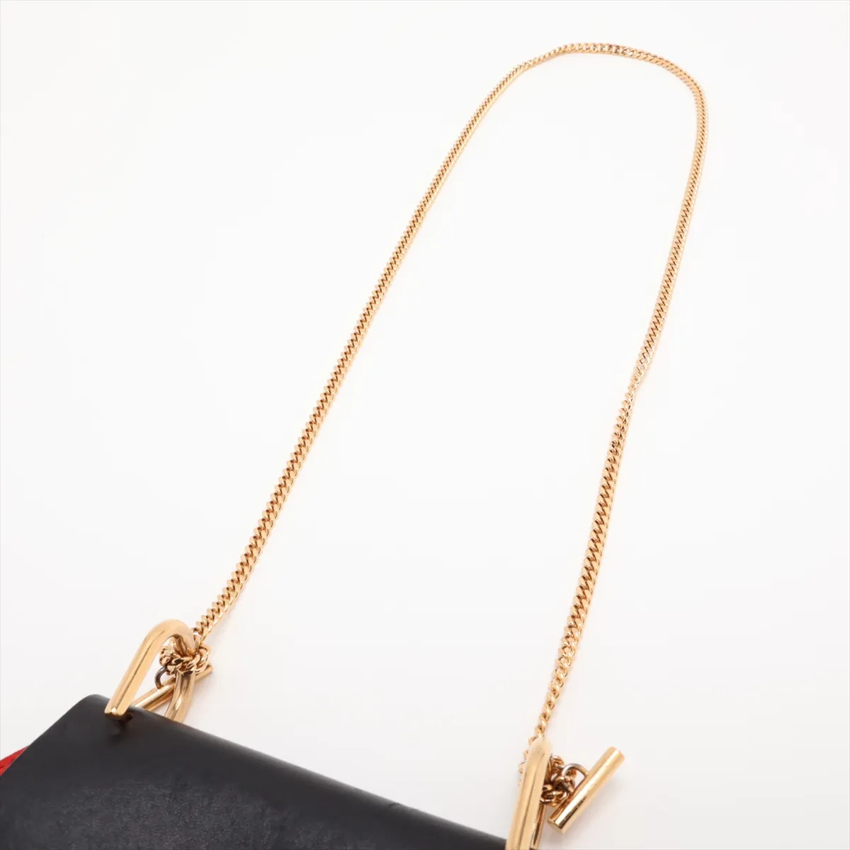 Drew Suede x Leather Chain Shoulder Bag, Red x Navy — view 5