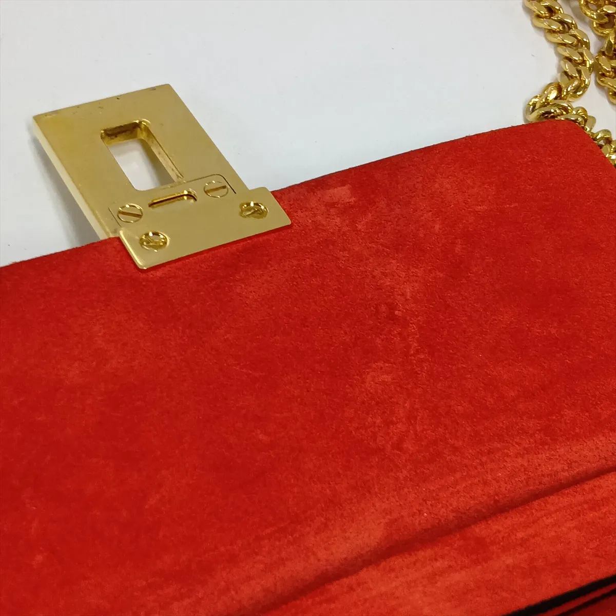 Drew Suede x Leather Chain Shoulder Bag, Red x Navy — view 10
