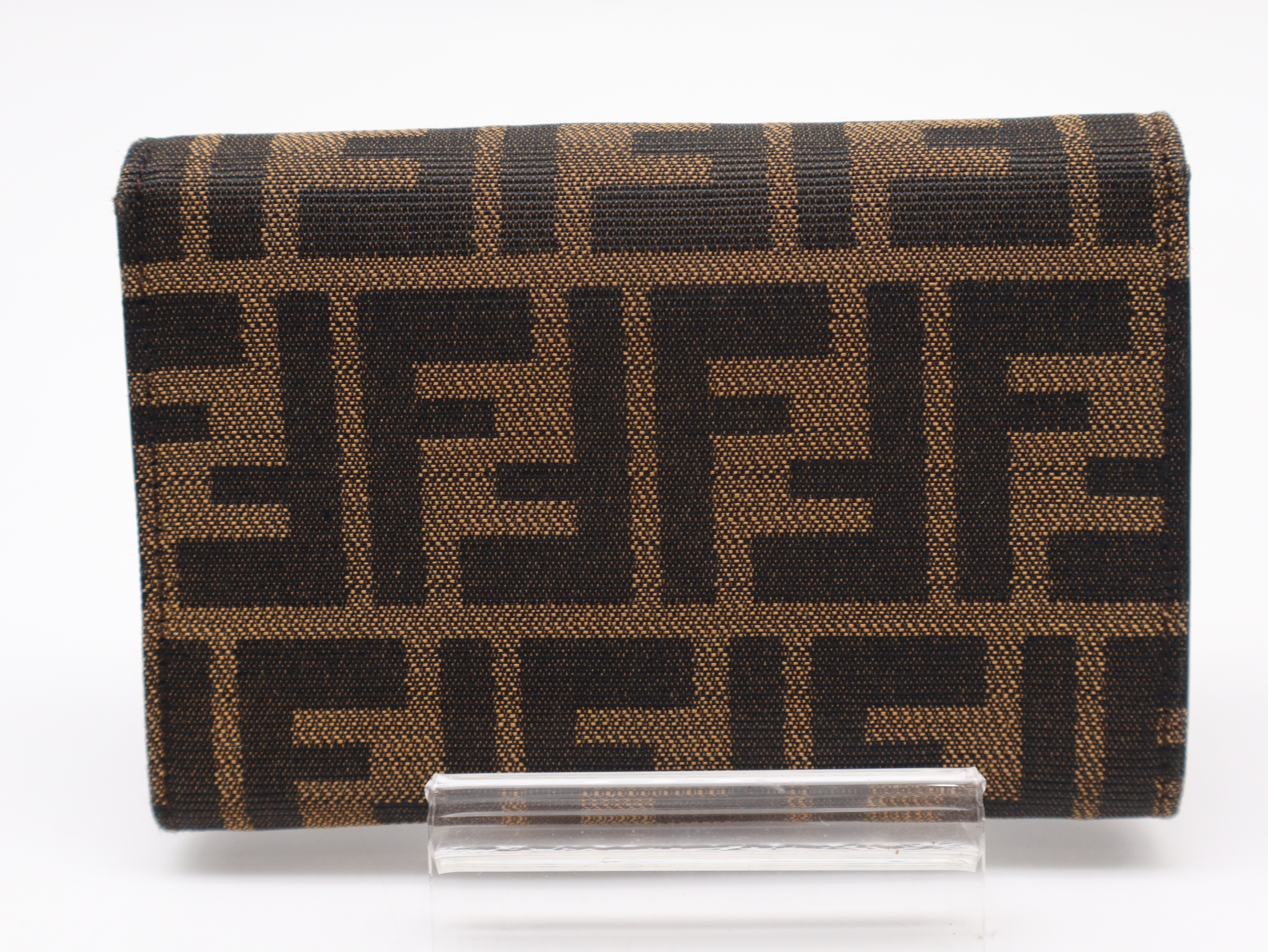 Zucca Tri-fold Wallet, Canvas and Leather, Brown — view 2