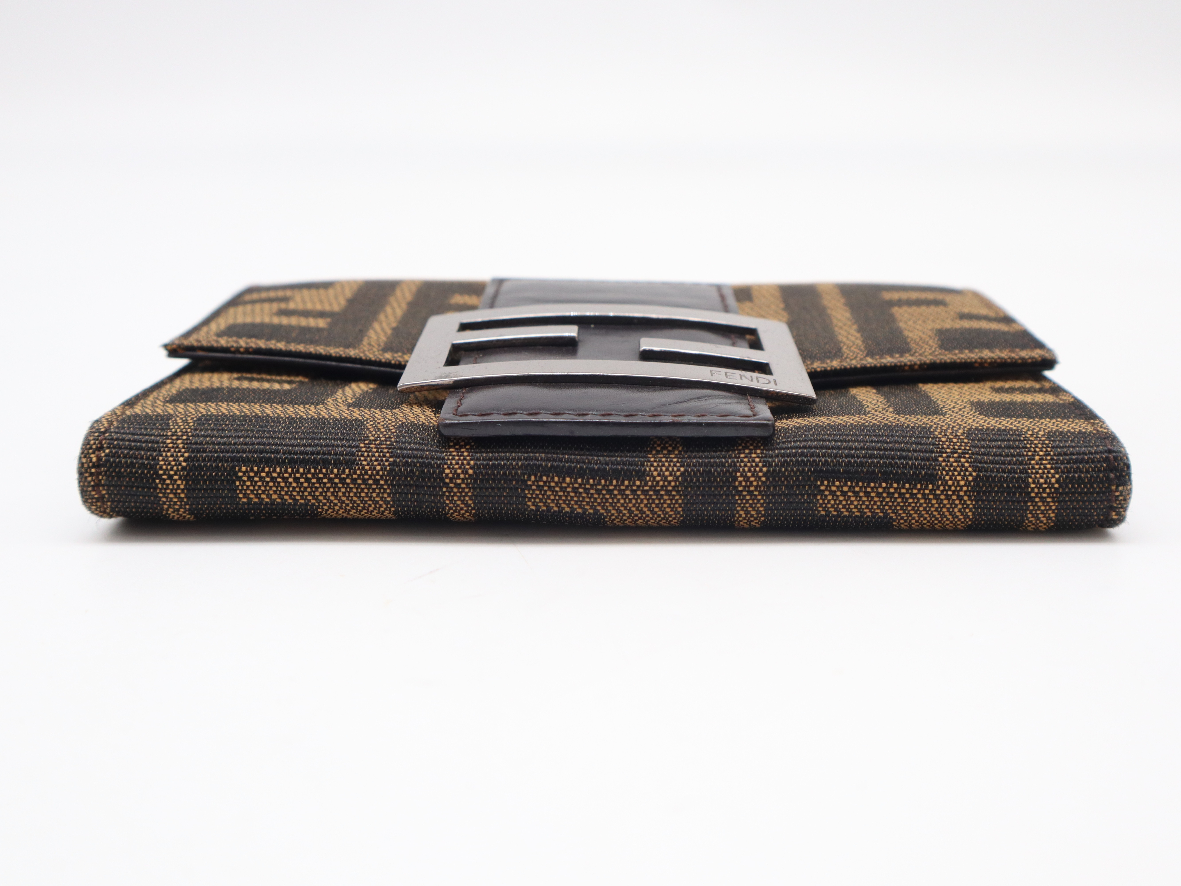 Zucca Tri-fold Wallet, Canvas and Leather, Brown — view 3