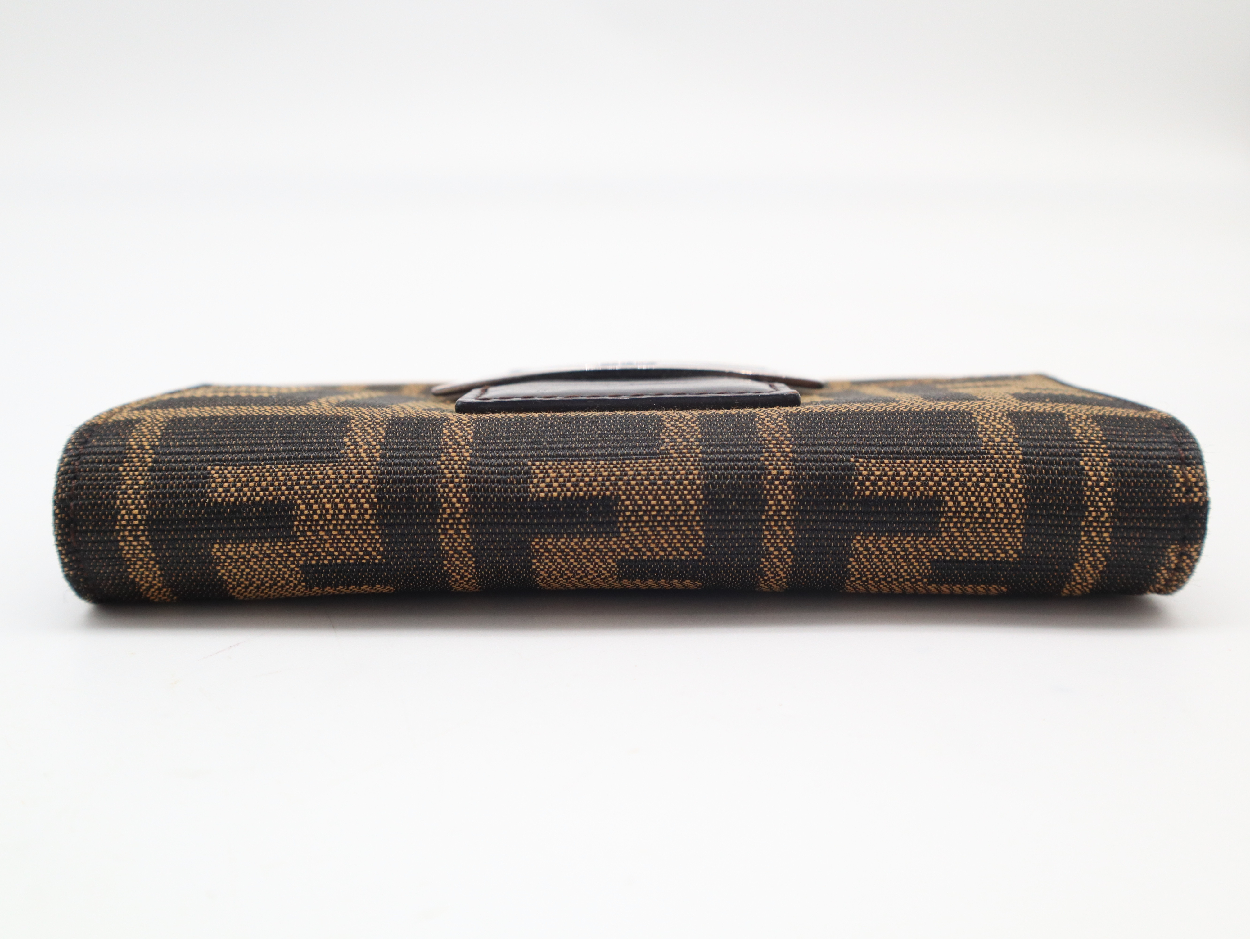 Zucca Tri-fold Wallet, Canvas and Leather, Brown — view 4