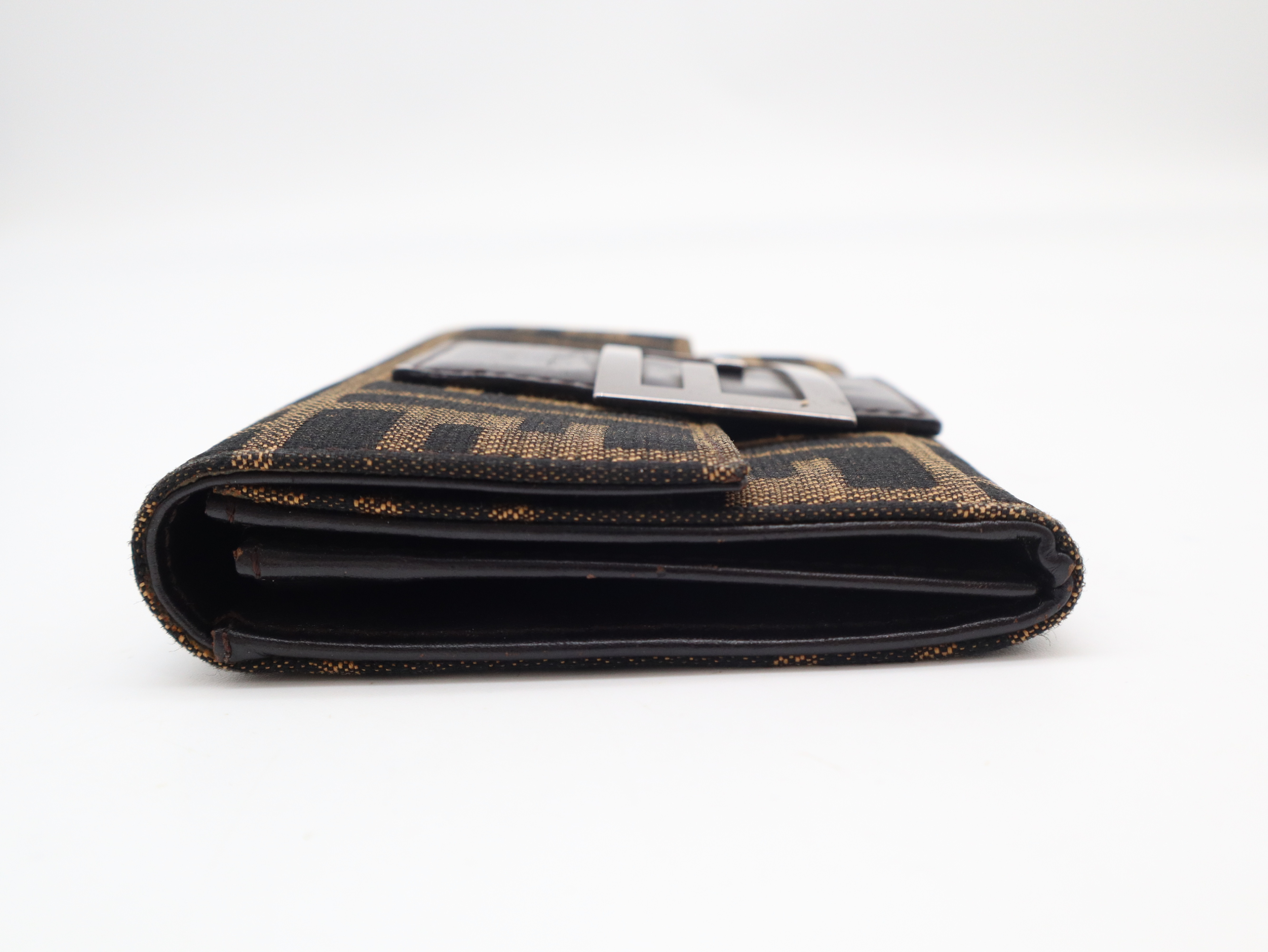 Zucca Tri-fold Wallet, Canvas and Leather, Brown — view 5