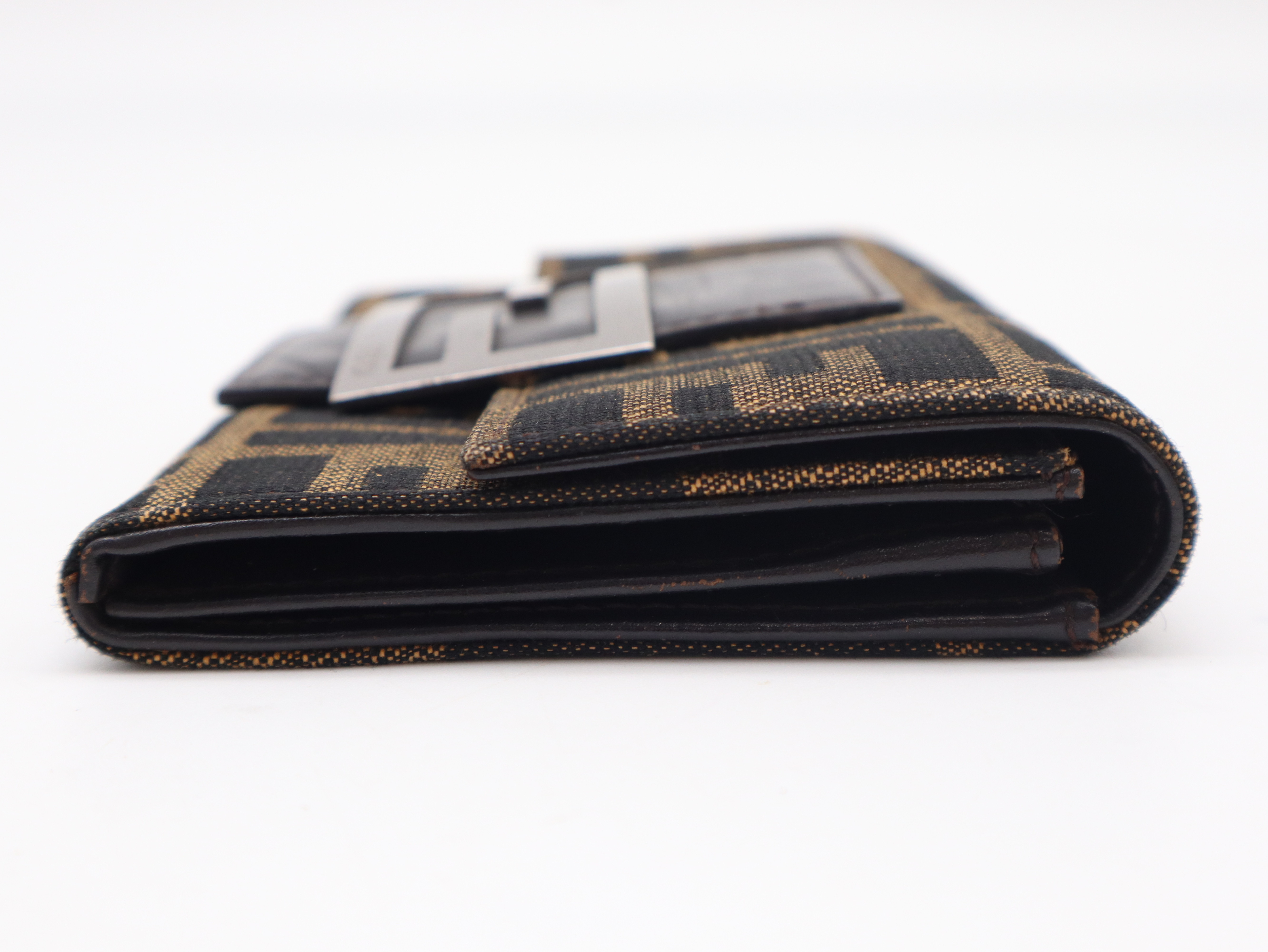 Zucca Tri-fold Wallet, Canvas and Leather, Brown — view 6