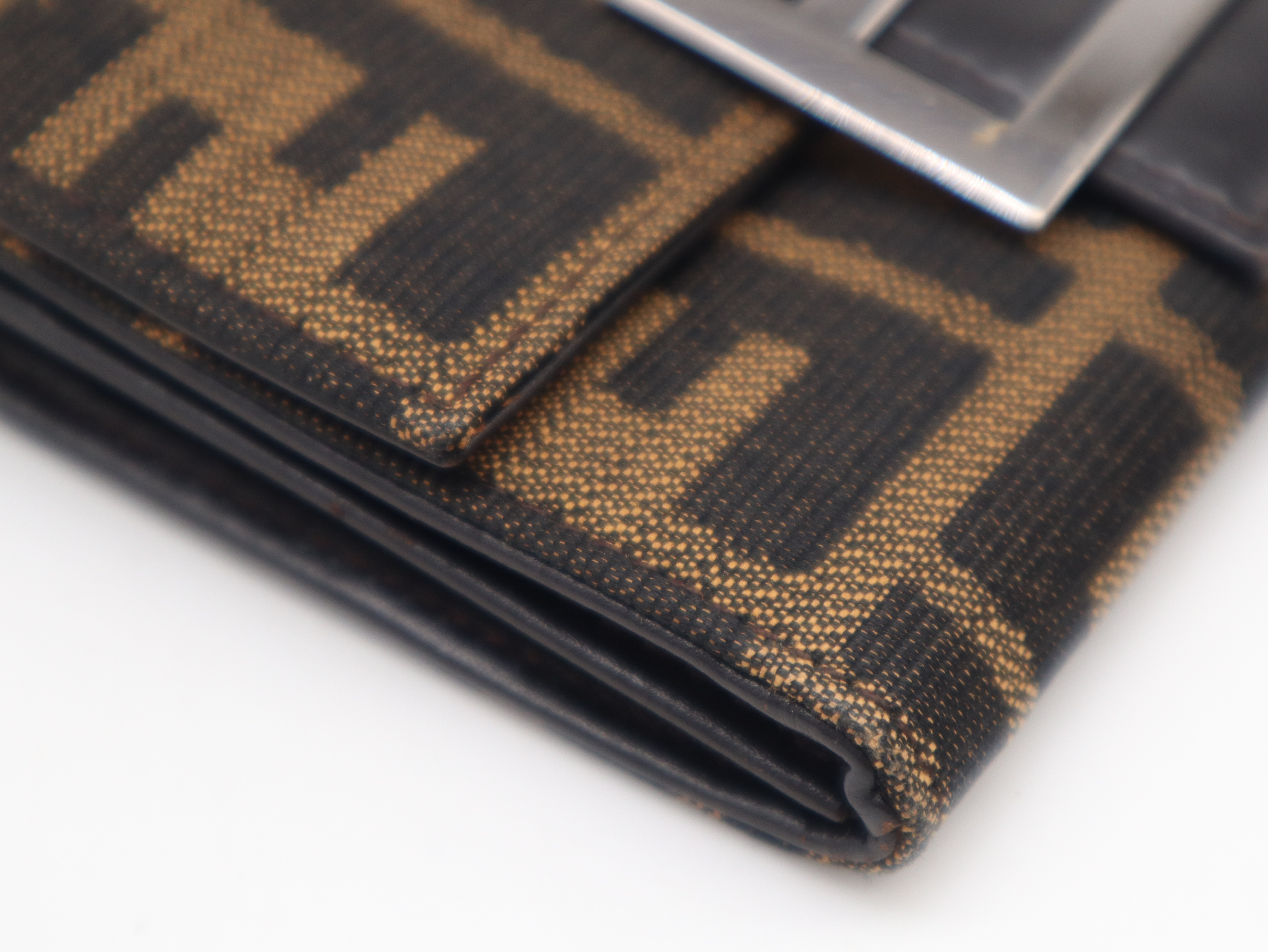Zucca Tri-fold Wallet, Canvas and Leather, Brown — view 7