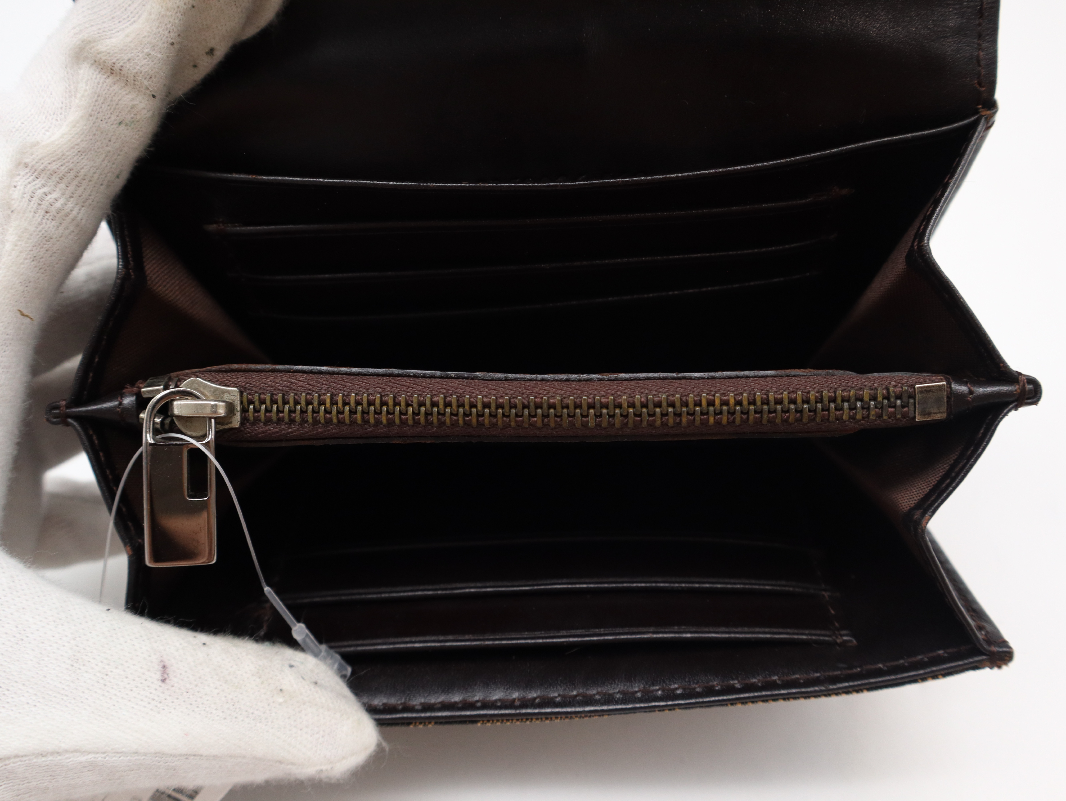 Zucca Tri-fold Wallet, Canvas and Leather, Brown — view 9
