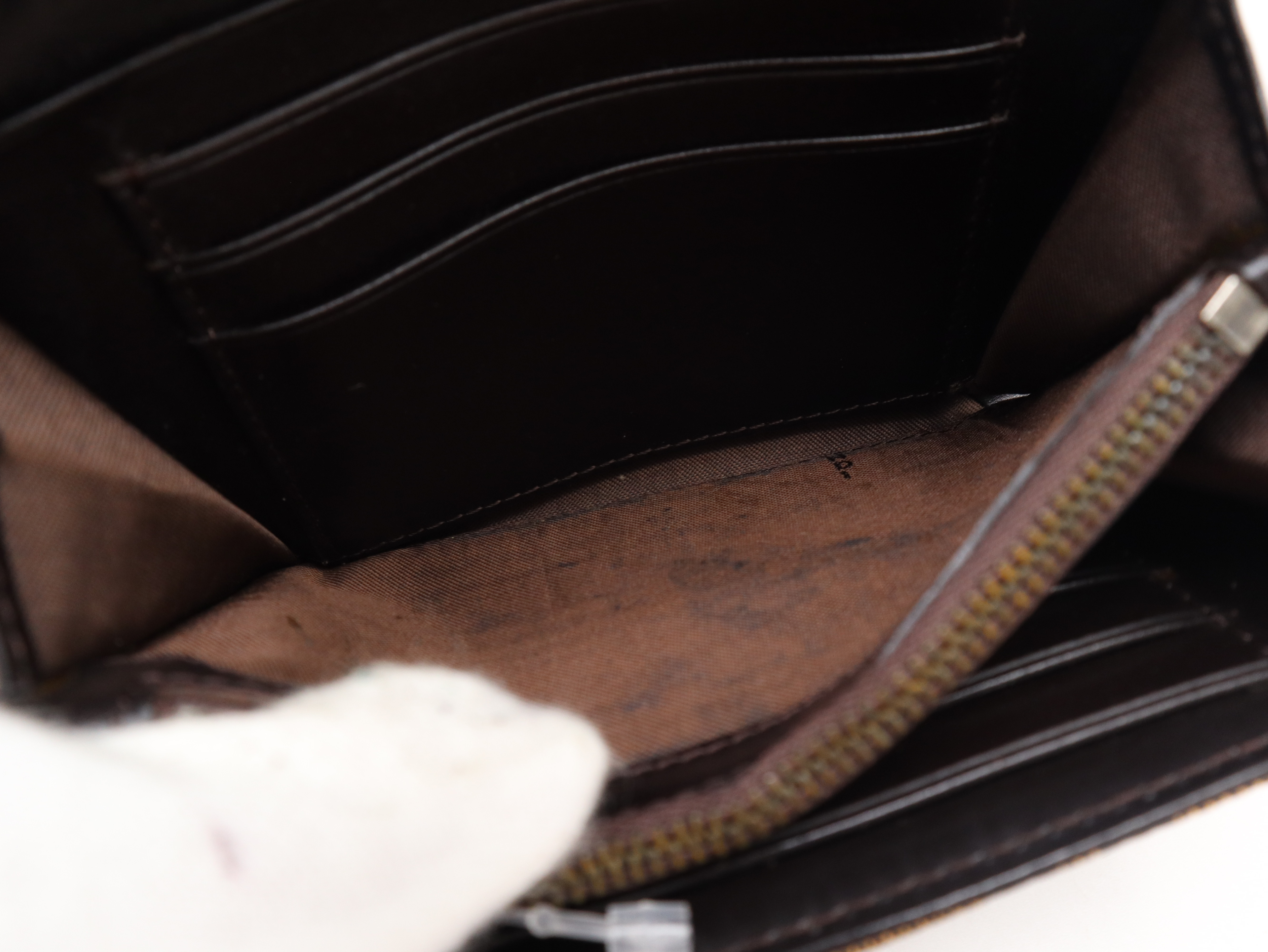Zucca Tri-fold Wallet, Canvas and Leather, Brown — view 10