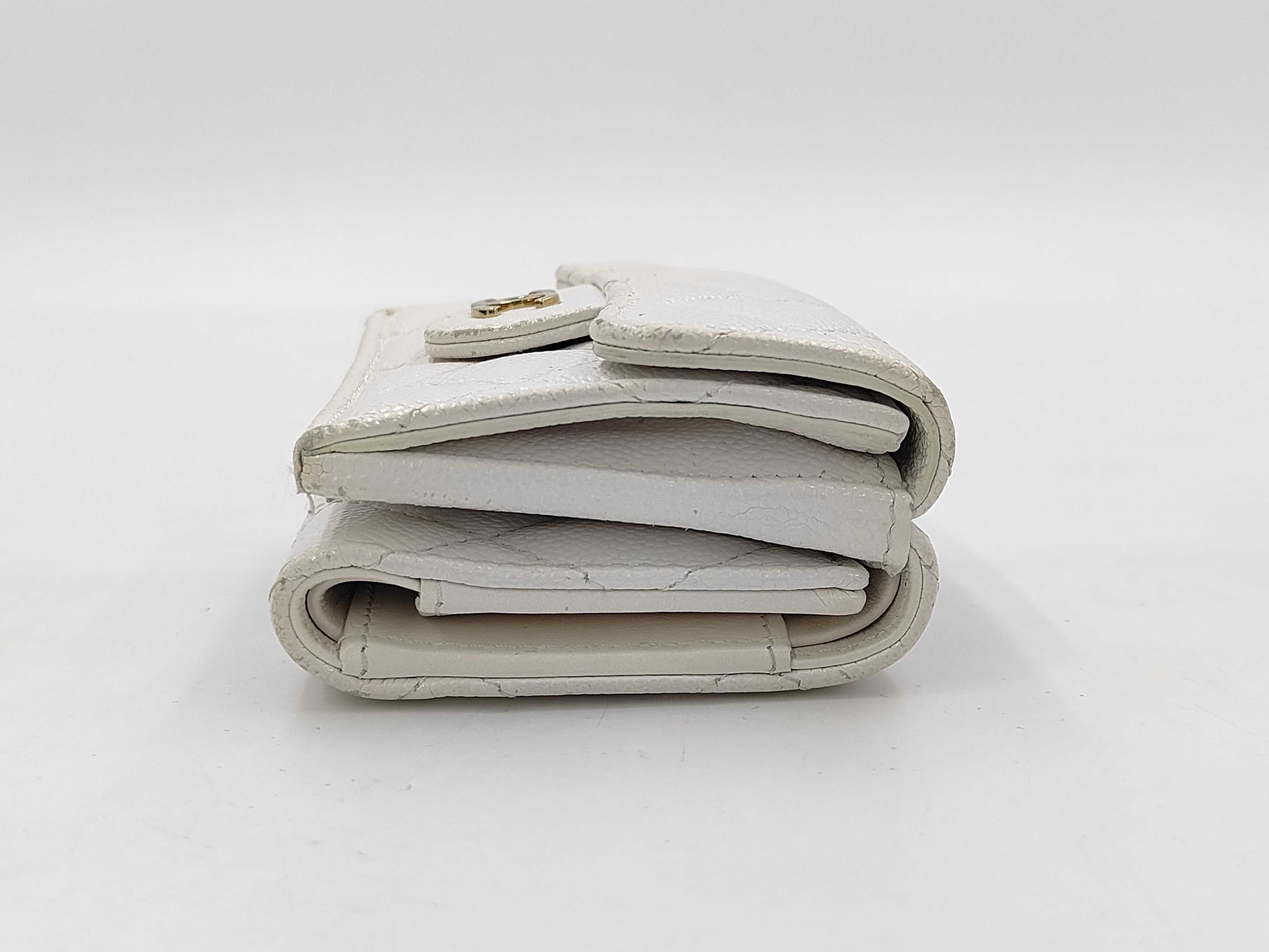 compact wallet caviar skin white with random sticker wallet — view 6