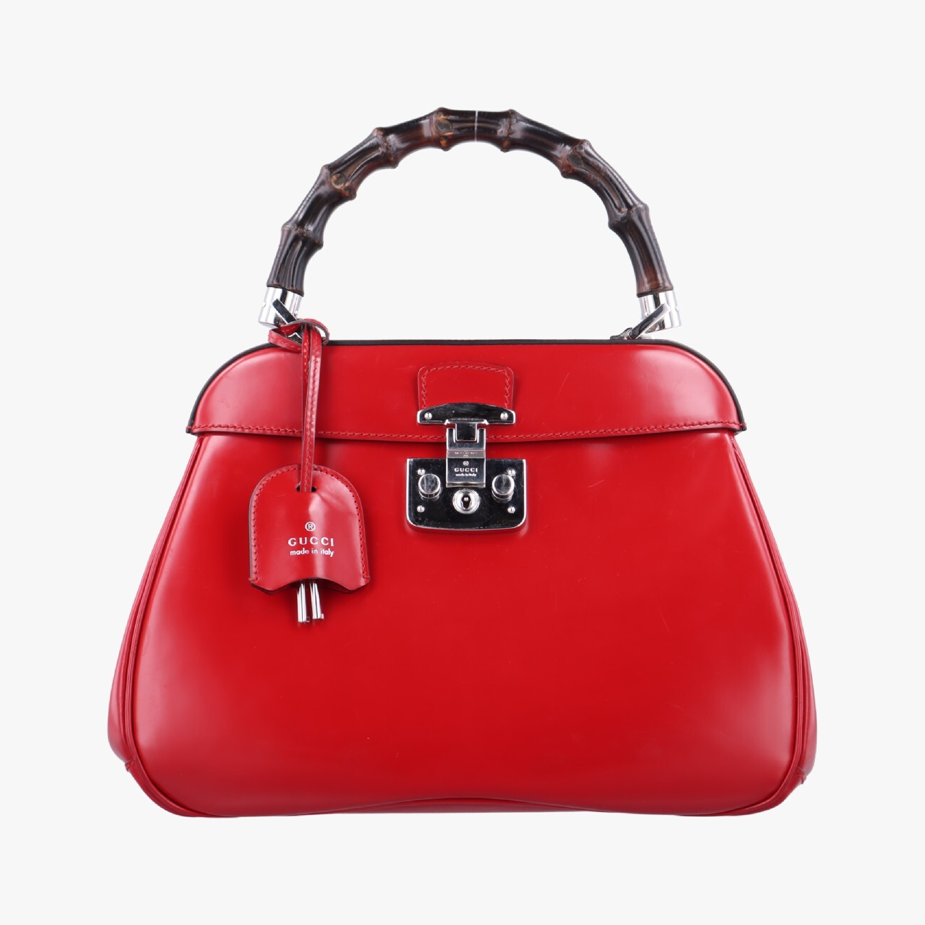 Bamboo Red Leather Handbag 331830 G018211124