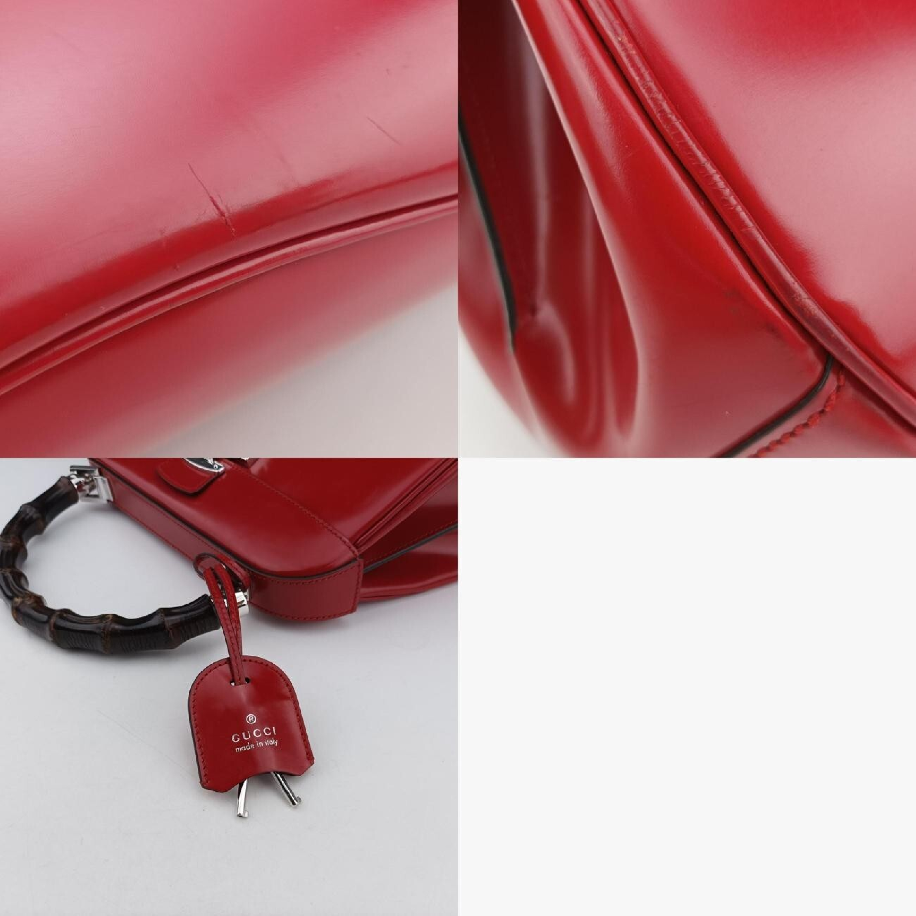 Bamboo Red Leather Handbag 331830 G018211124 — view 12