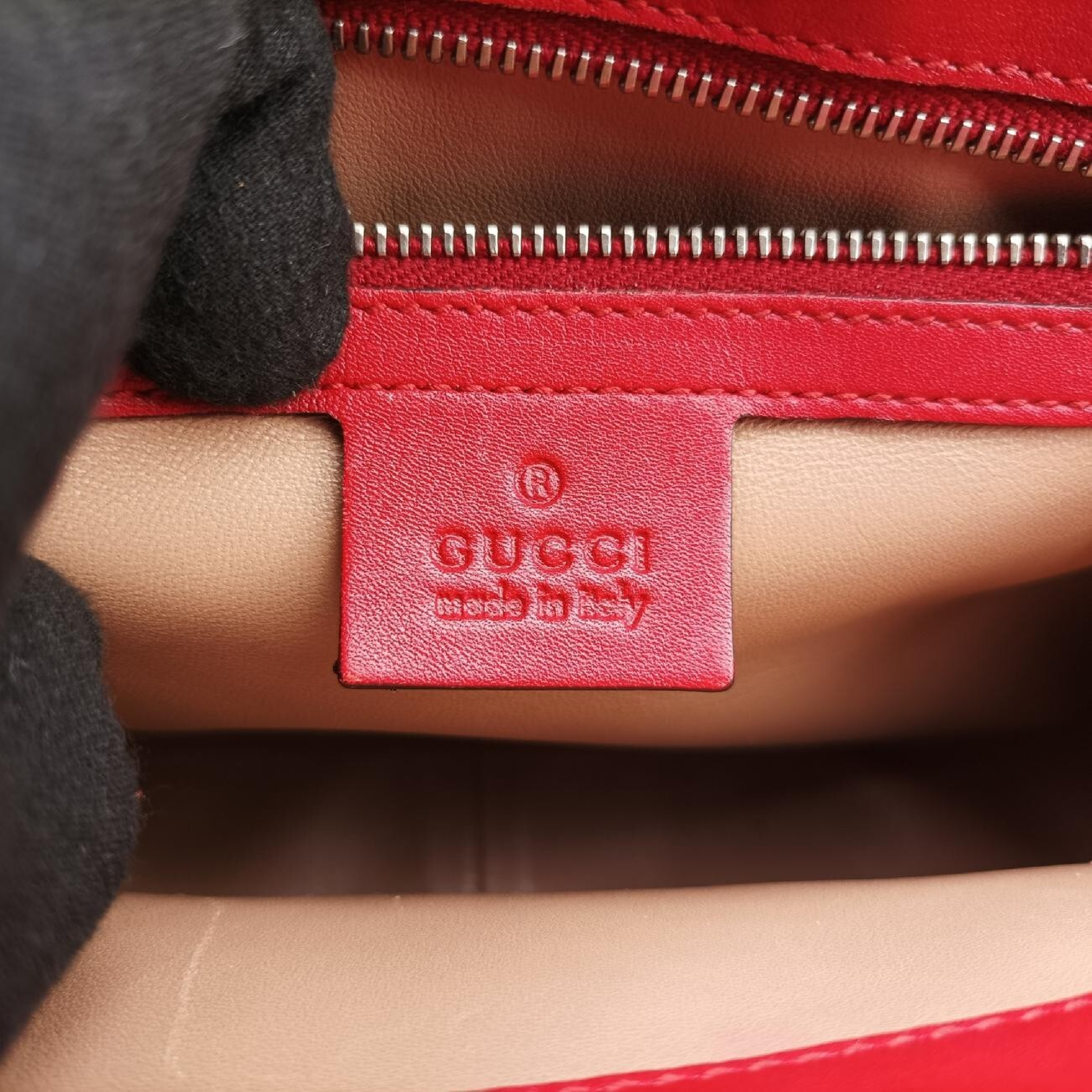 Bamboo Red Leather Handbag 331830 G018211124 — view 7
