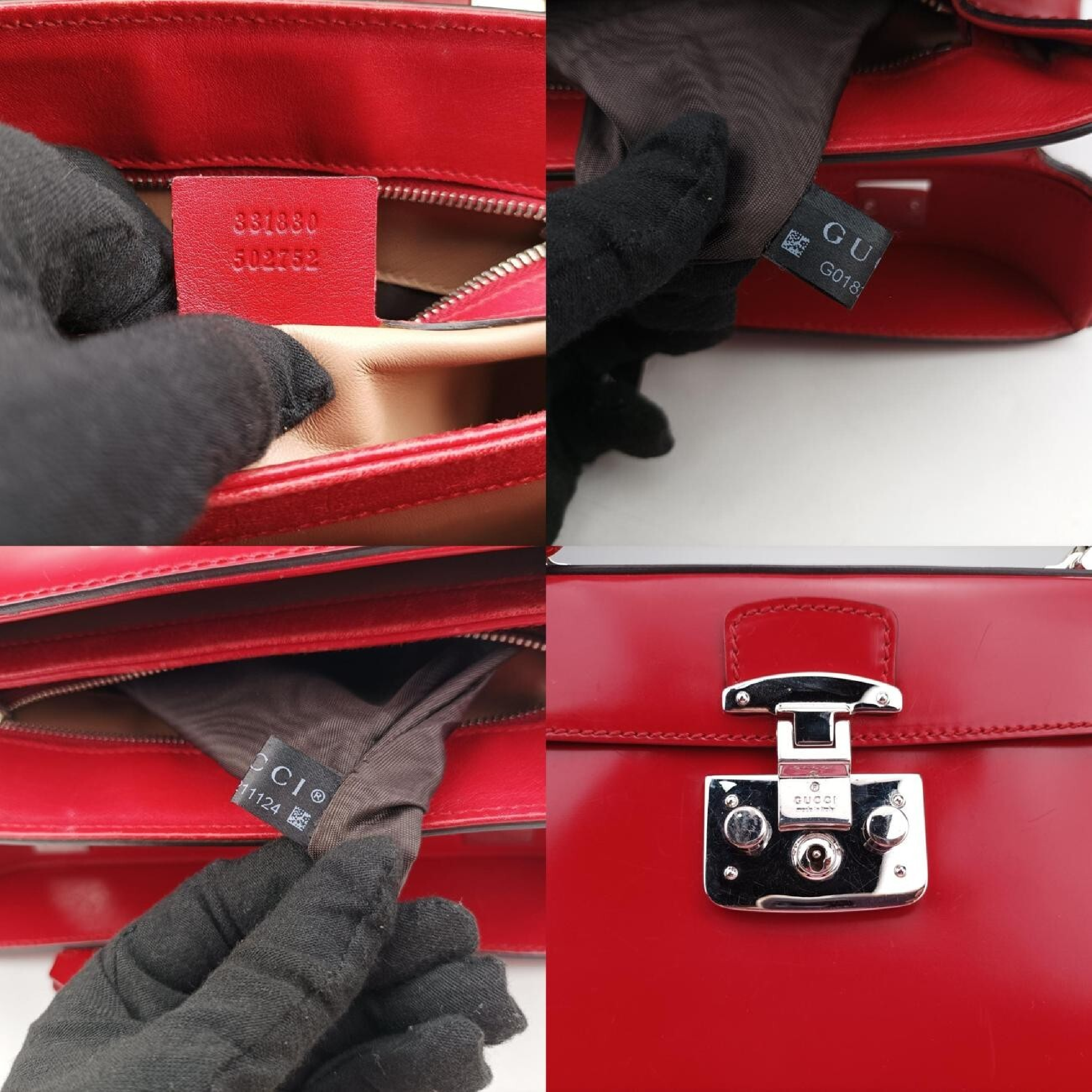 Bamboo Red Leather Handbag 331830 G018211124 — view 8