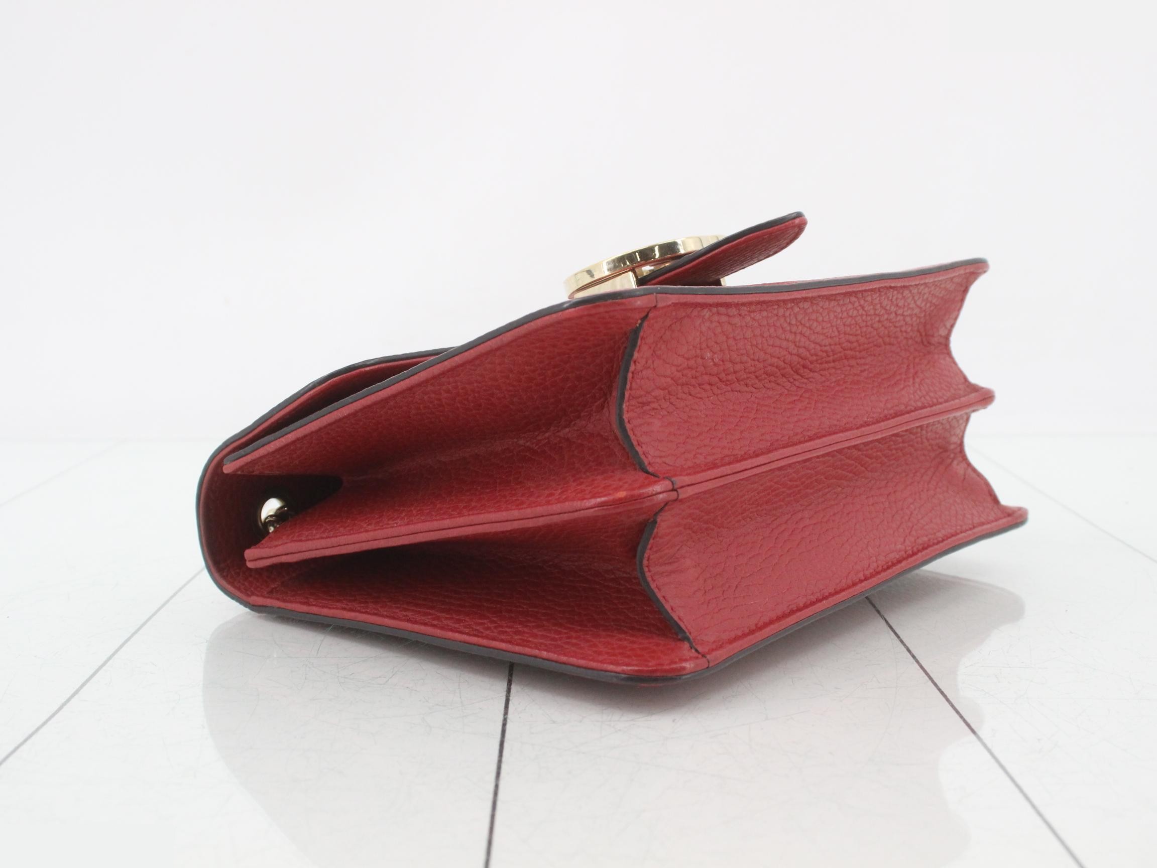 Interlocking G Chain Shoulder Bag, Leather, Red, 510304 — view 5