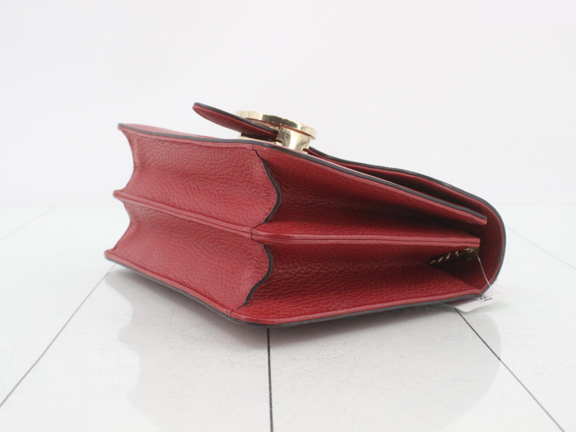 Interlocking G Chain Shoulder Bag, Leather, Red, 510304 — view 6