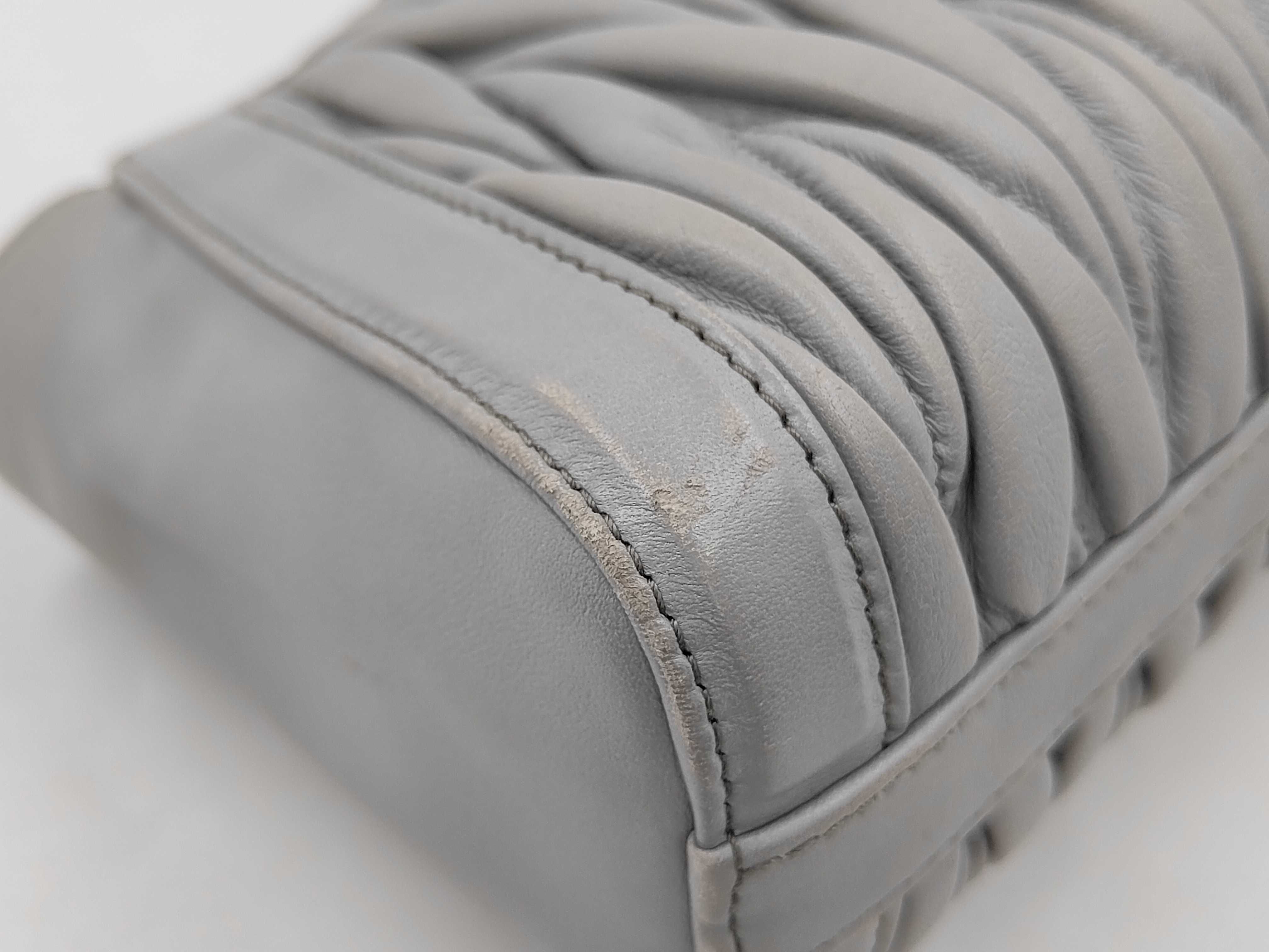 Matelassé Shoulder Bag, Gray — view 7