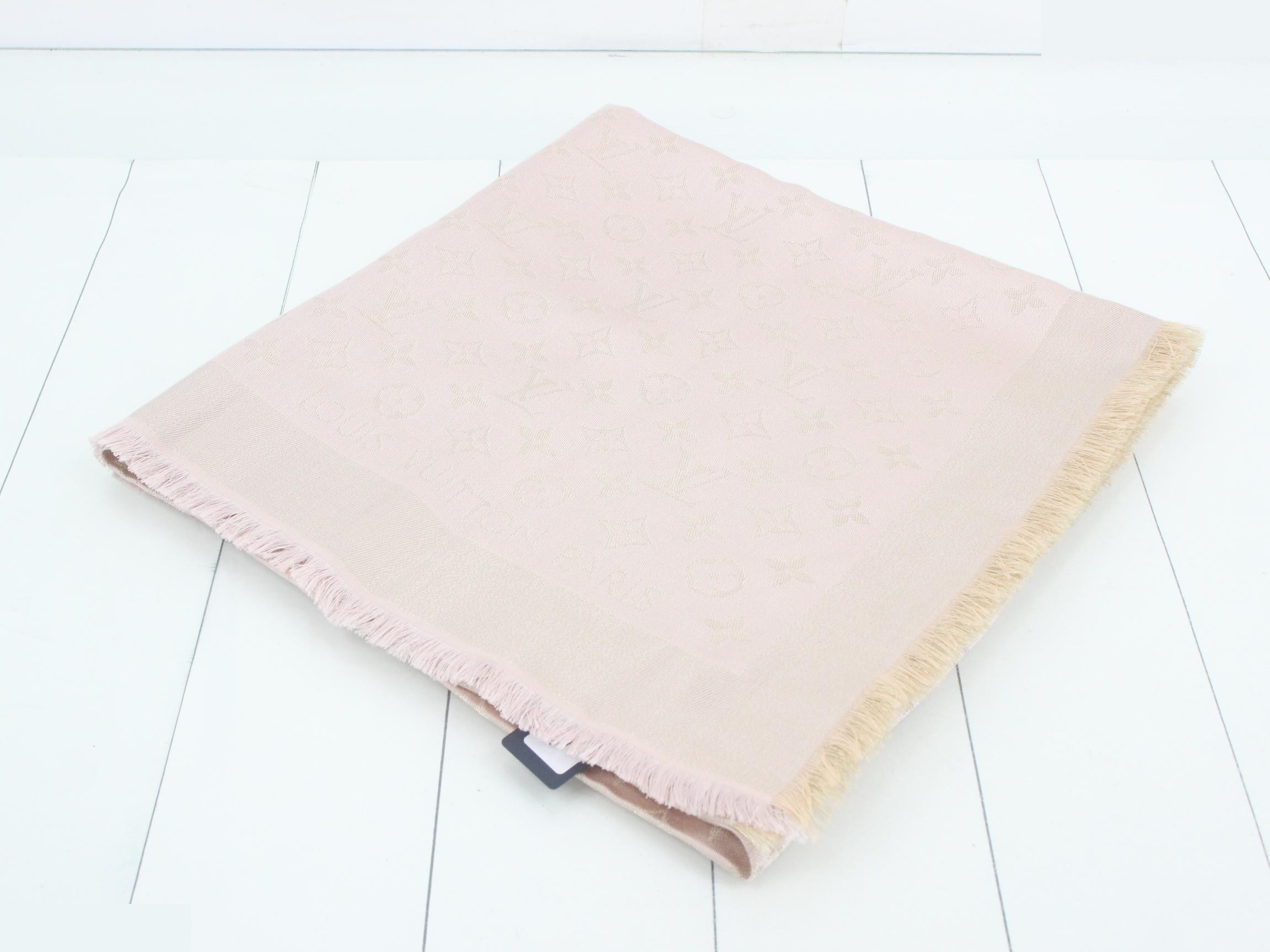 Monogram stole, with tags, pink, unused.