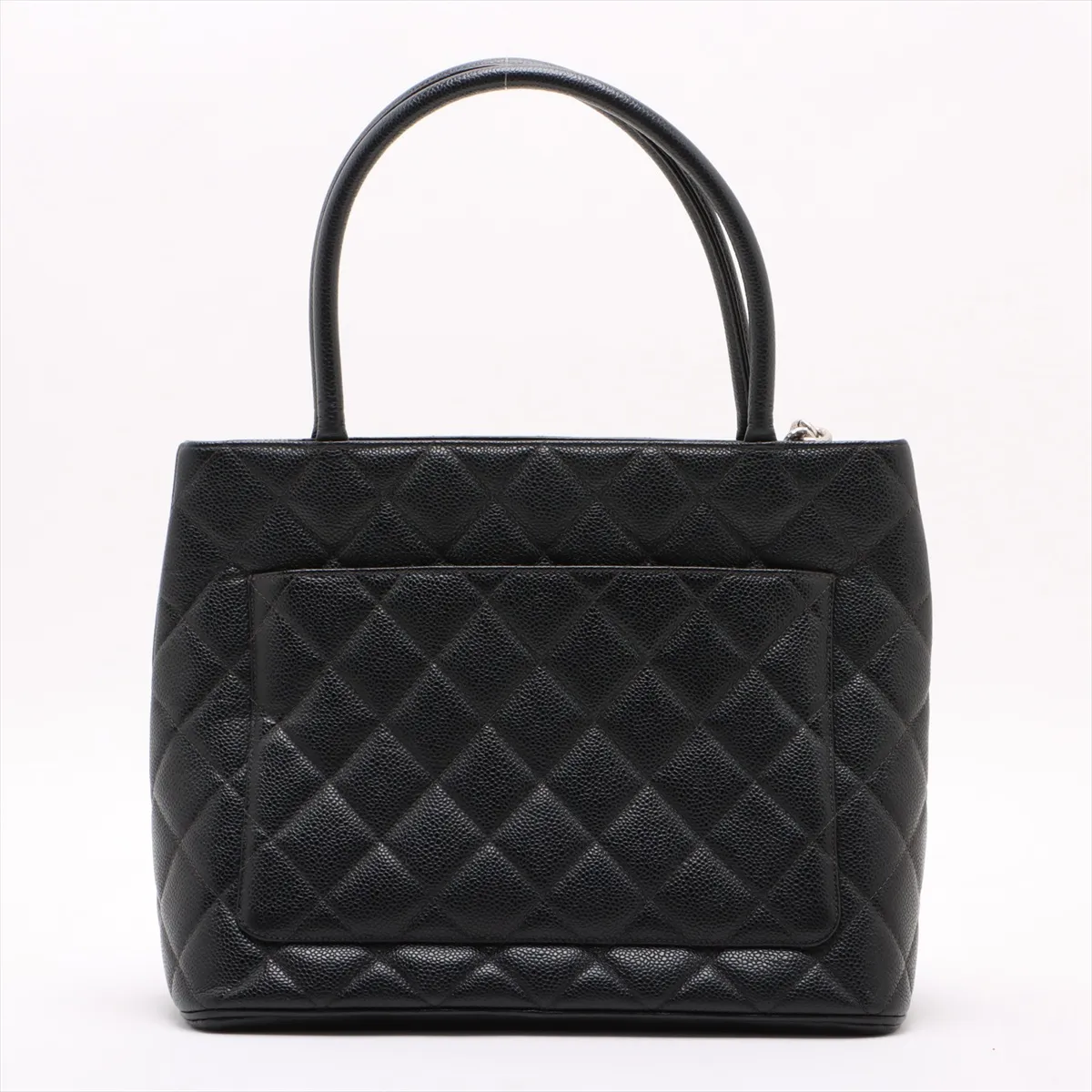 reprint caviar skin tote bag black silver hardware 6554821 No. 6 — view 2