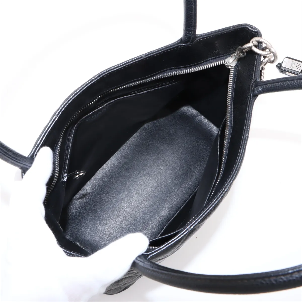 reprint caviar skin tote bag black silver hardware 6554821 No. 6 — view 7