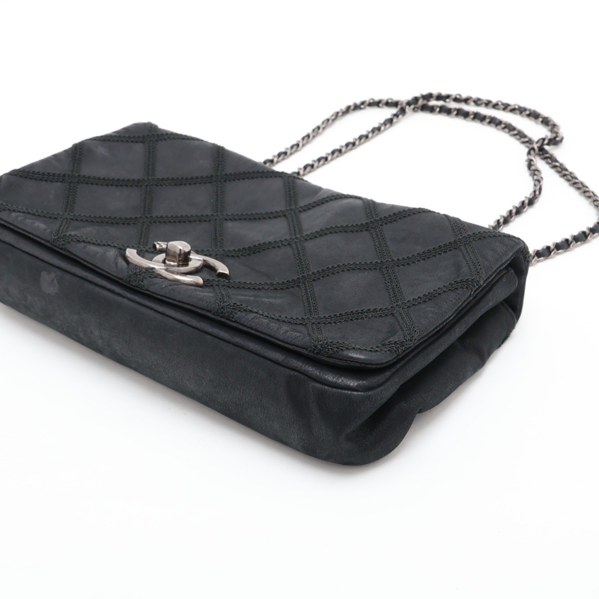 Matelassé Shoulder Bag, Coated Leather, Single Flap, Double — view 3