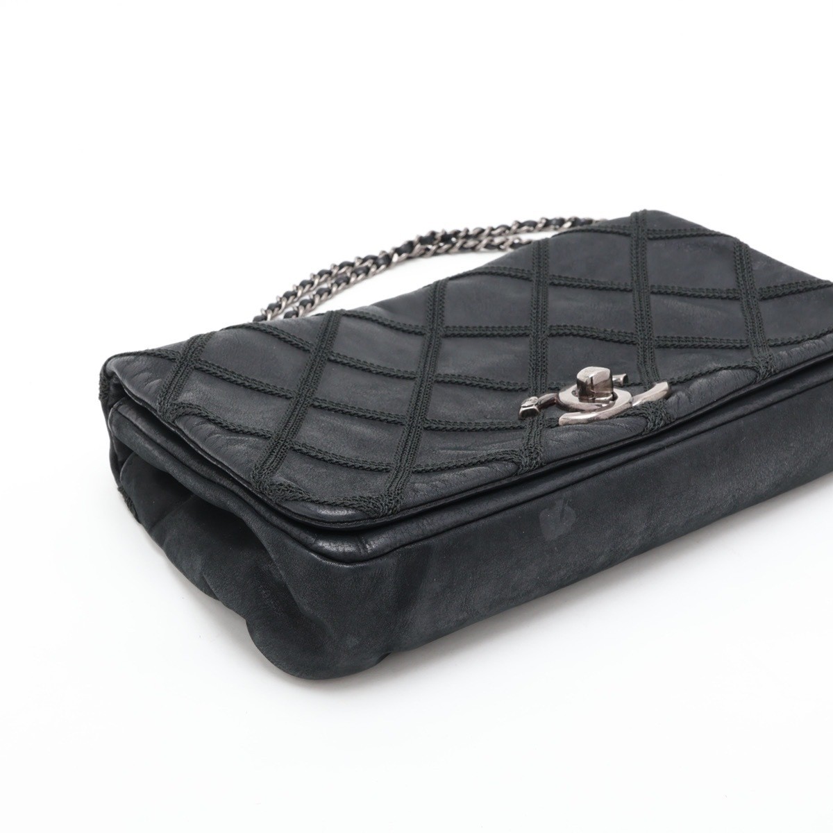 Matelassé Shoulder Bag, Coated Leather, Single Flap, Double — view 4