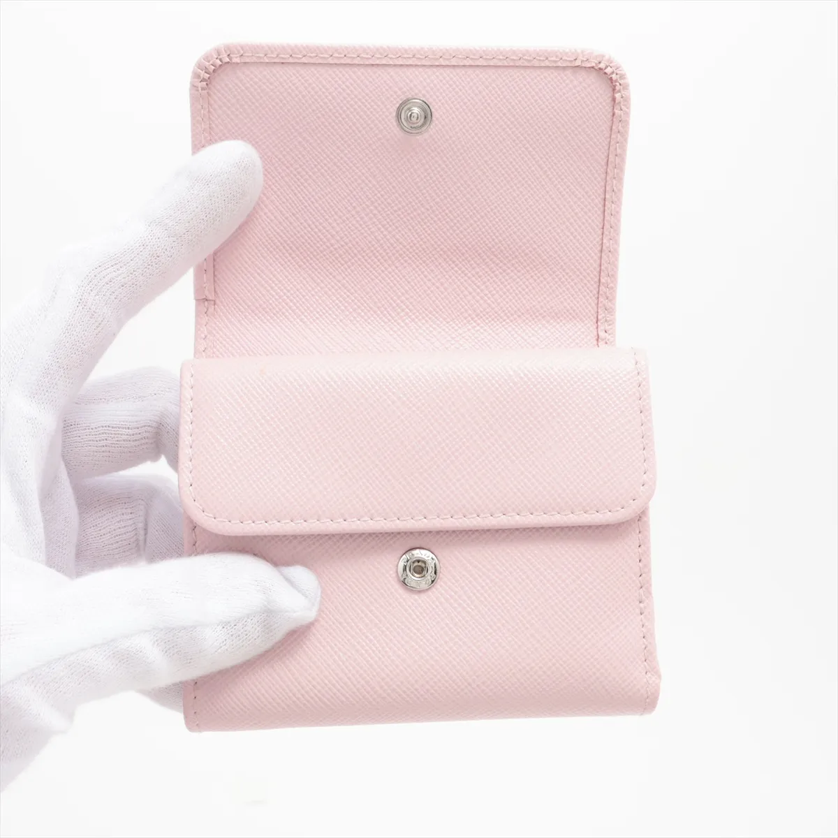 Saffiano Triangle 1MH043 Leather Compact Wallet Pink — view 3