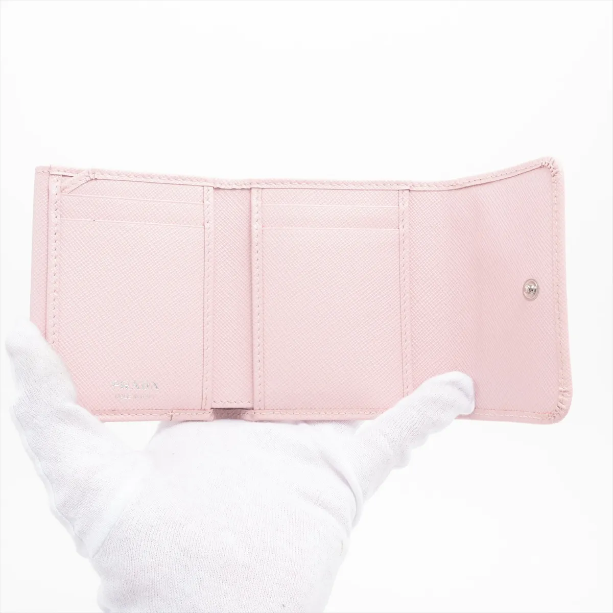 Saffiano Triangle 1MH043 Leather Compact Wallet Pink — view 4